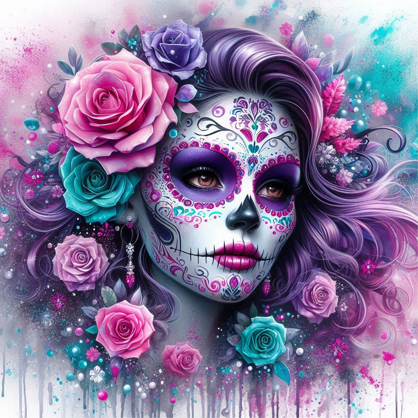 Day of the Dead Coasters – 20 Colourful Female Skull Designs Decorative Sublimation Gift for Dia de los Muertos Lovers