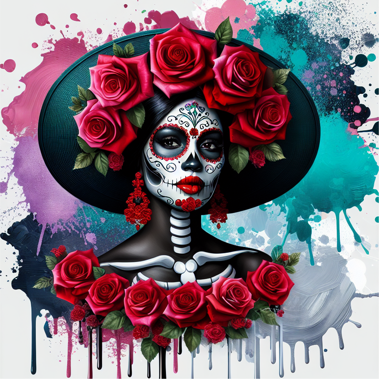 Day of the Dead Coasters – 20 Colourful Female Skull Designs Decorative Sublimation Gift for Dia de los Muertos Lovers