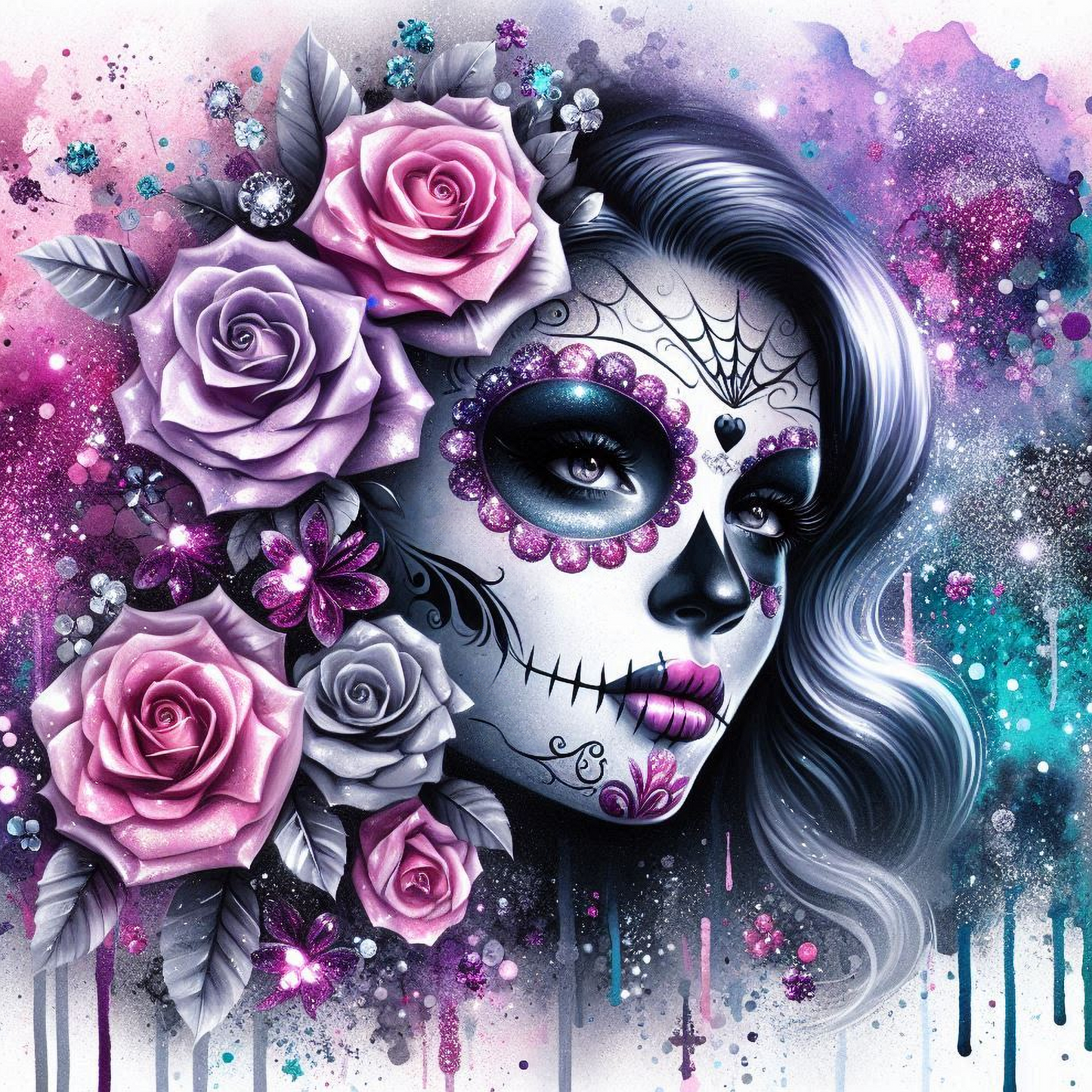 Day of the Dead Coasters – 20 Colourful Female Skull Designs Decorative Sublimation Gift for Dia de los Muertos Lovers