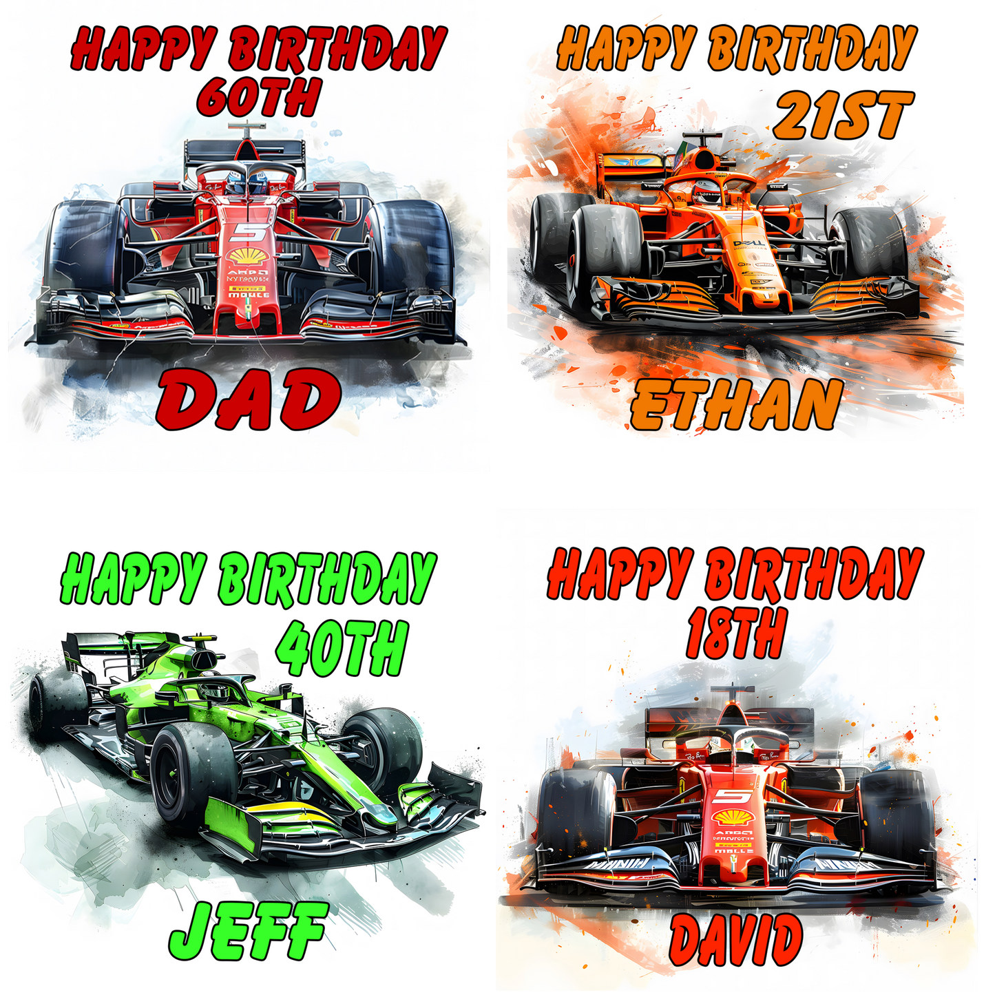 F1 Race Car Coasters – Colourful Sublimation Formula 1 Gift for Motorsport Fans