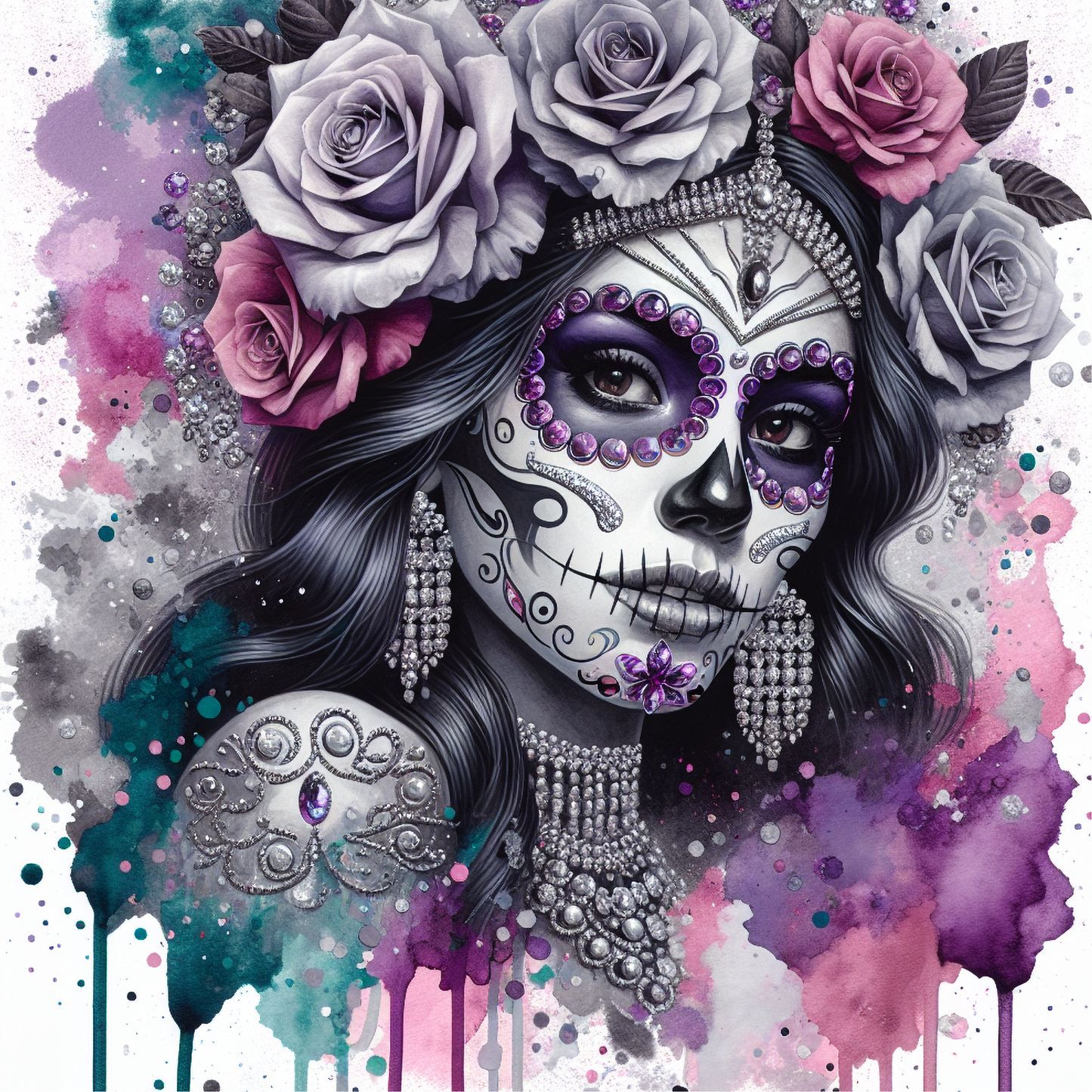Day of the Dead Coasters – 20 Colourful Female Skull Designs Decorative Sublimation Gift for Dia de los Muertos Lovers