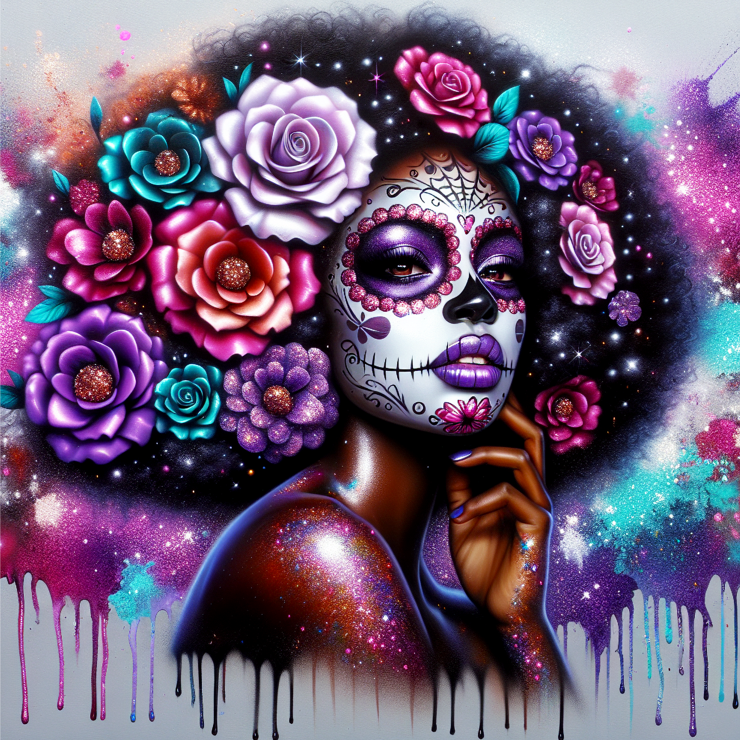 Day of the Dead Coasters – 20 Colourful Female Skull Designs Decorative Sublimation Gift for Dia de los Muertos Lovers