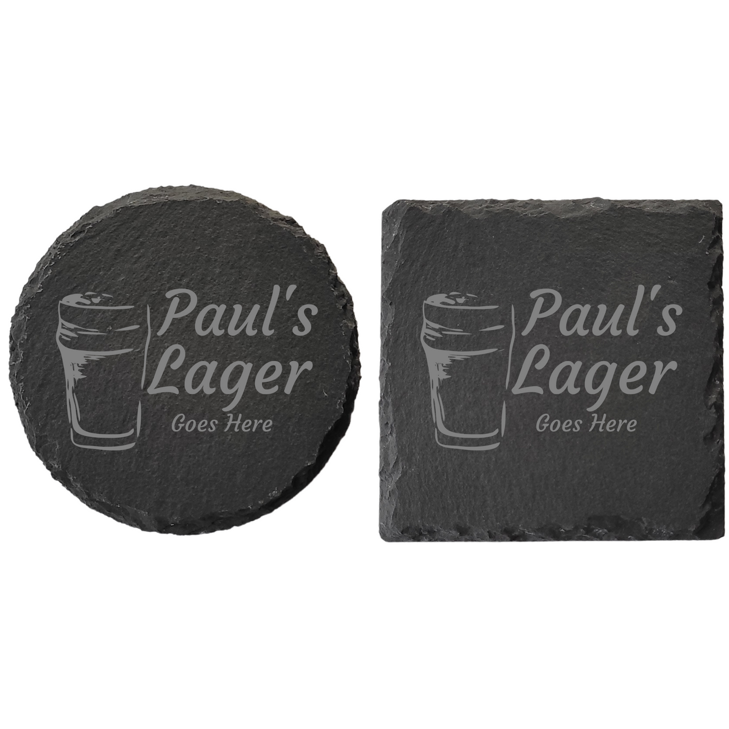 Personalised Slate Drinks Coaster – Custom Name & Drink Design, Laser Engraved