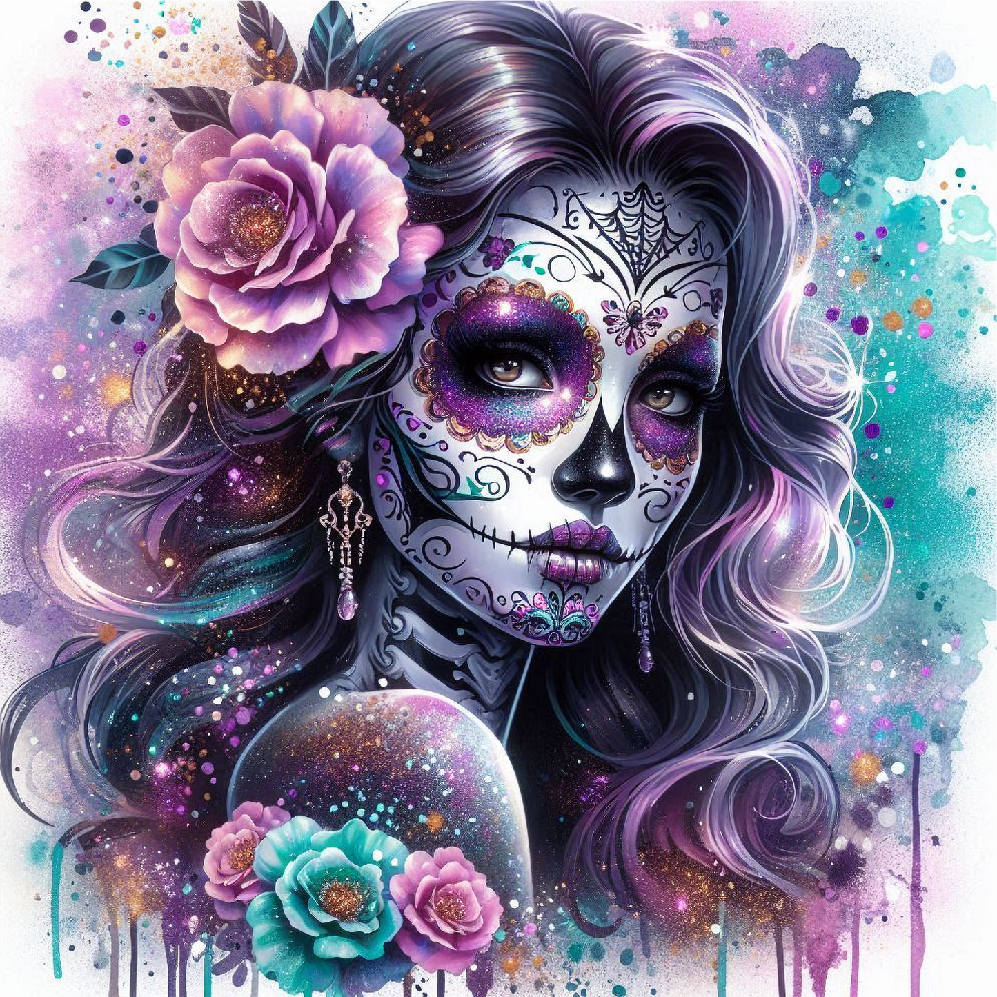 Day of the Dead Coasters – 20 Colourful Female Skull Designs Decorative Sublimation Gift for Dia de los Muertos Lovers