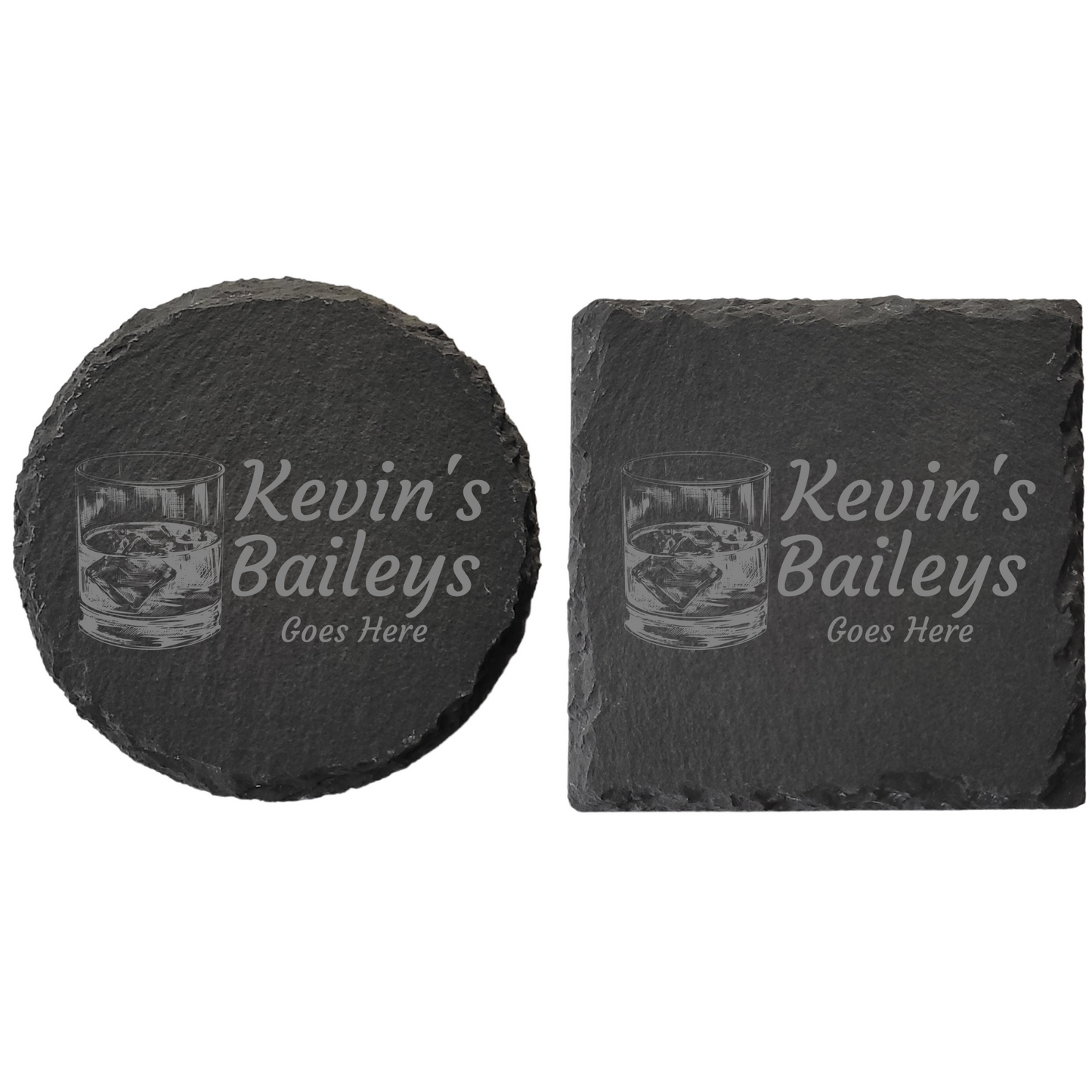 Personalised Slate Drinks Coaster – Custom Name & Drink Design, Laser Engraved