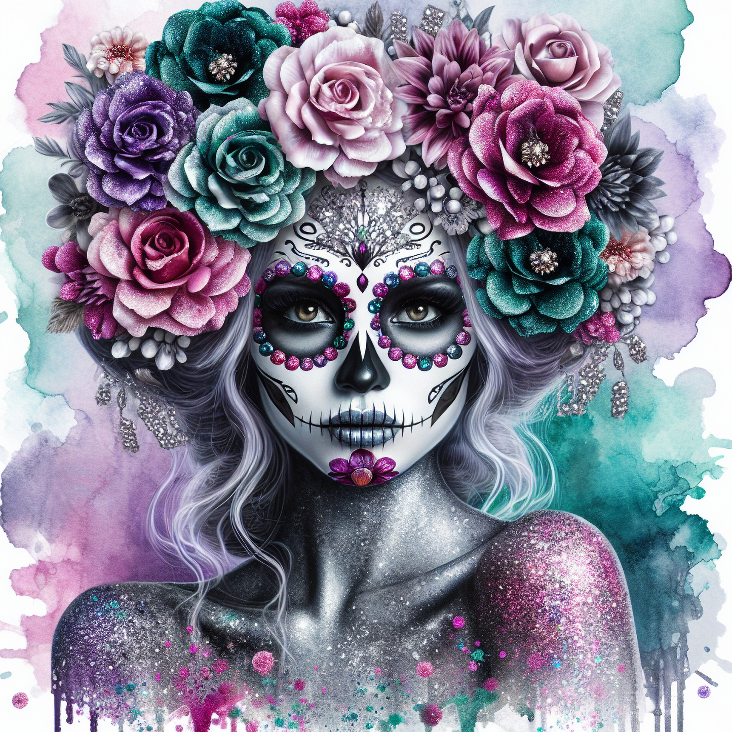 Day of the Dead Coasters – 20 Colourful Female Skull Designs Decorative Sublimation Gift for Dia de los Muertos Lovers