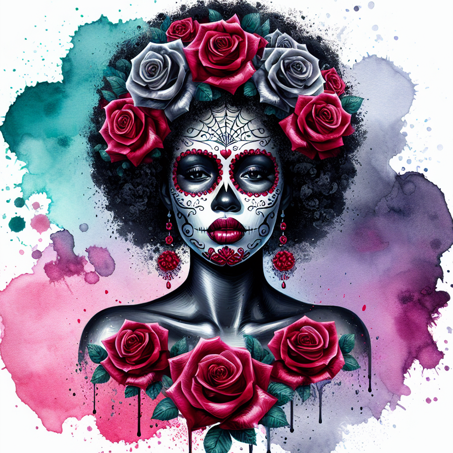 Day of the Dead Coasters – 20 Colourful Female Skull Designs Decorative Sublimation Gift for Dia de los Muertos Lovers