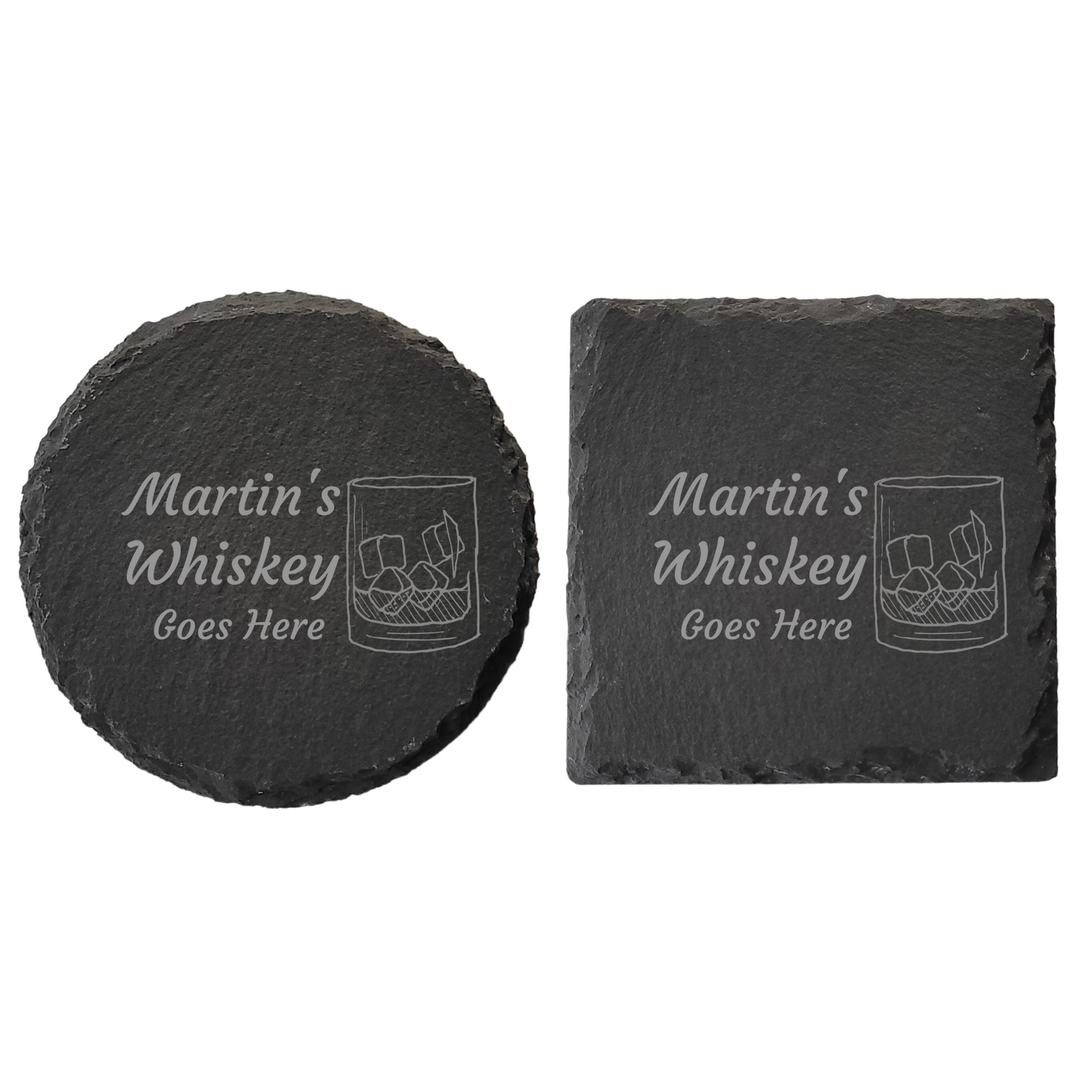 Personalised Slate Drinks Coaster – Custom Name & Drink Design, Laser Engraved