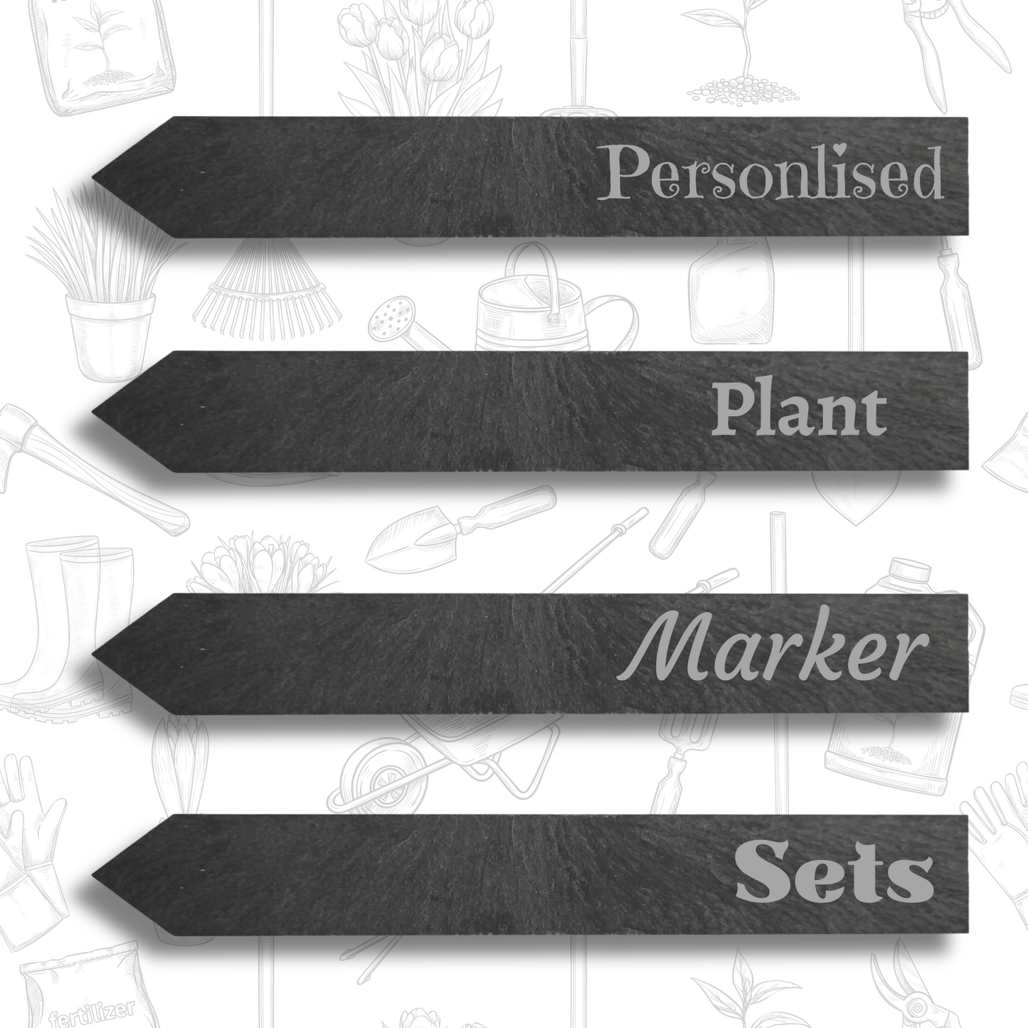 Laser Engraved Slate Plant Labels – Custom Font Sets for Gardeners
