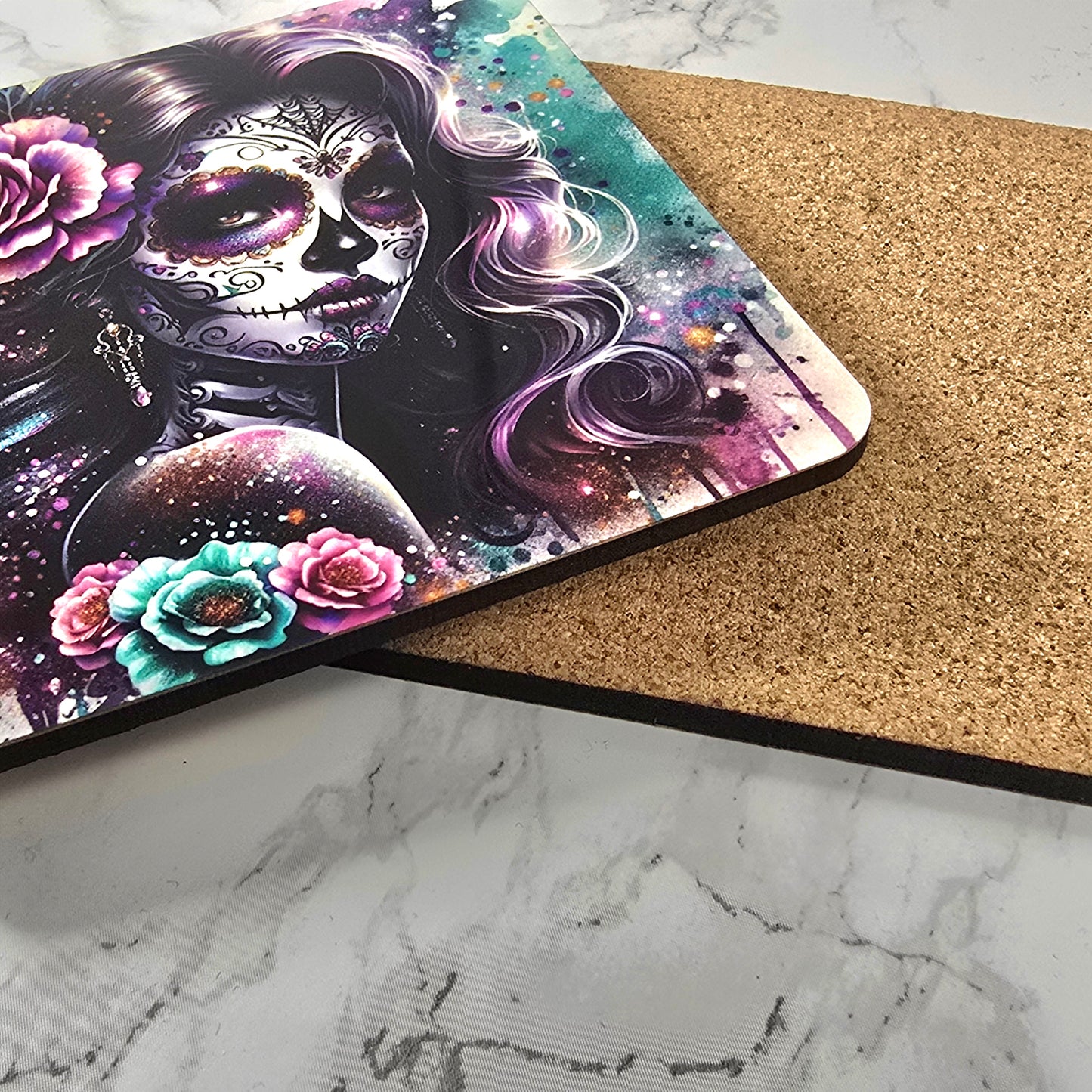 Day of the Dead Coasters – 20 Colourful Female Skull Designs Decorative Sublimation Gift for Dia de los Muertos Lovers