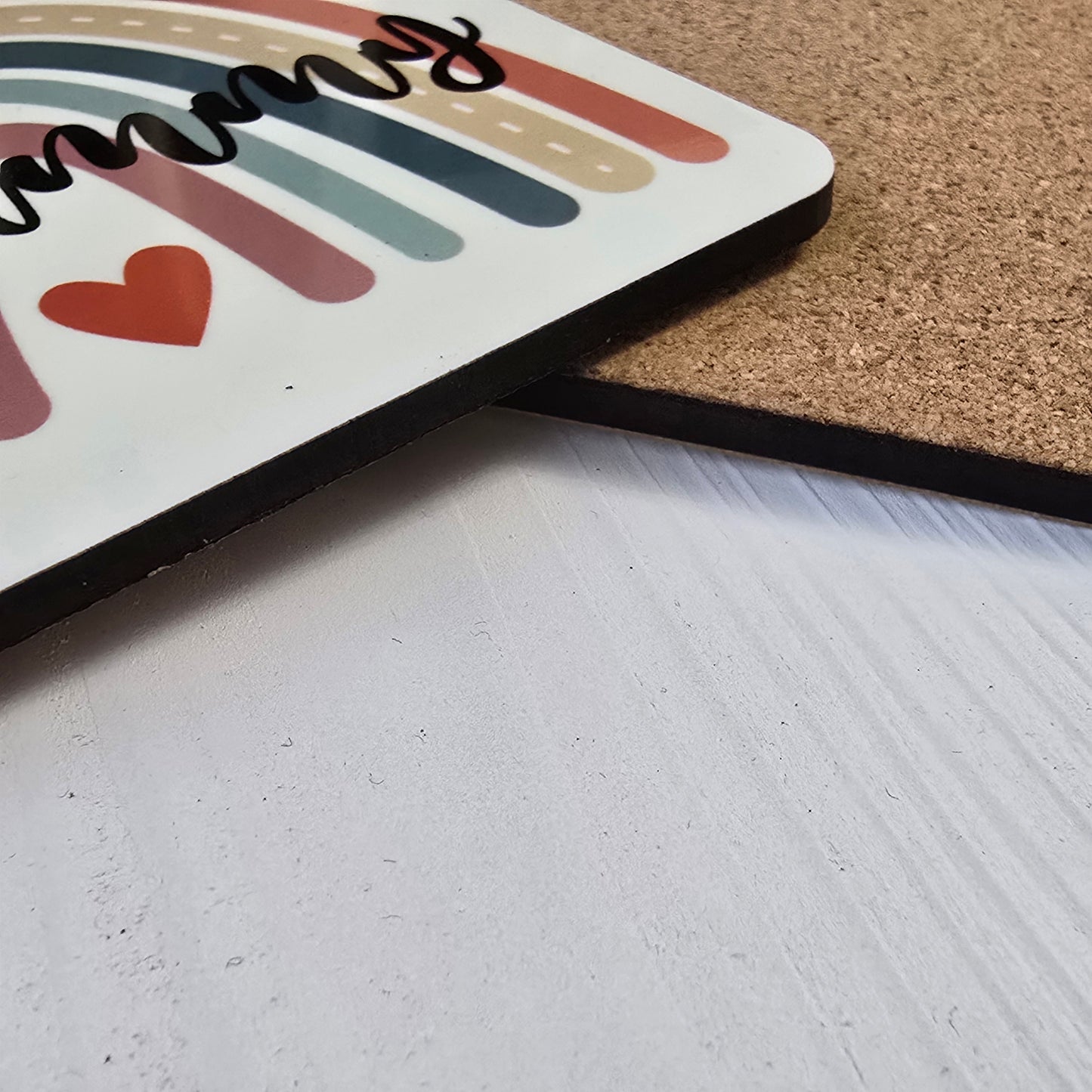Boho Rainbow Personalised Coaster – Custom Name Sublimation Gift 12 Unique Designs