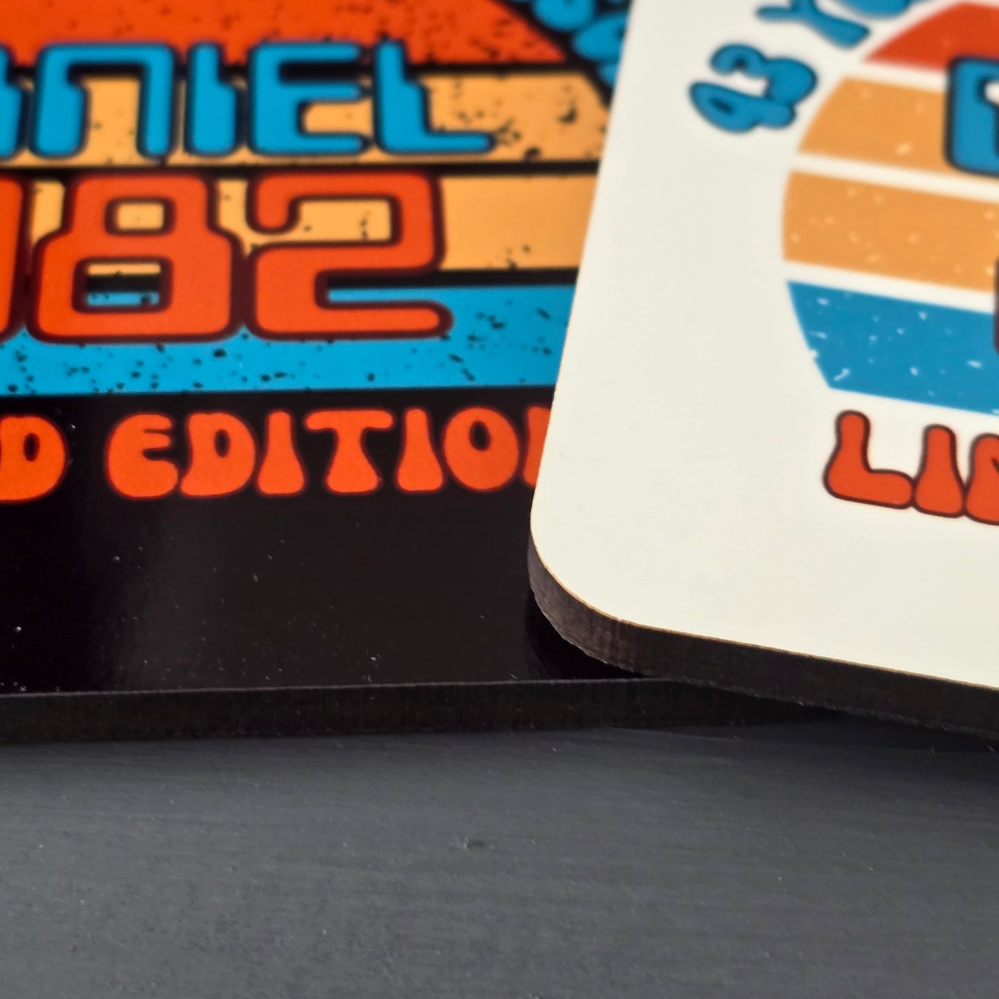 80's Inspired Retro Personalised Coaster – Black or White with Name & Birth Year