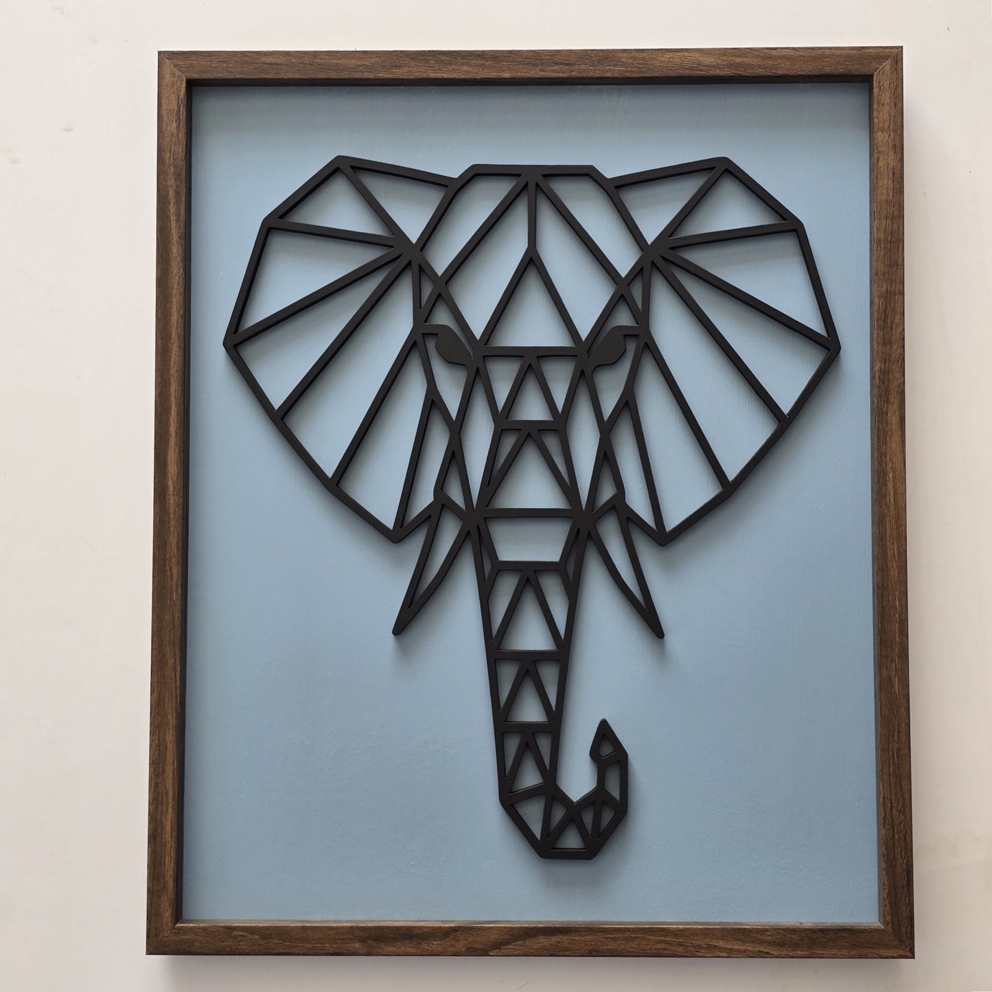 Geometric Elephant Head – Framed Line Art Wall Décor in 4 Colour Options