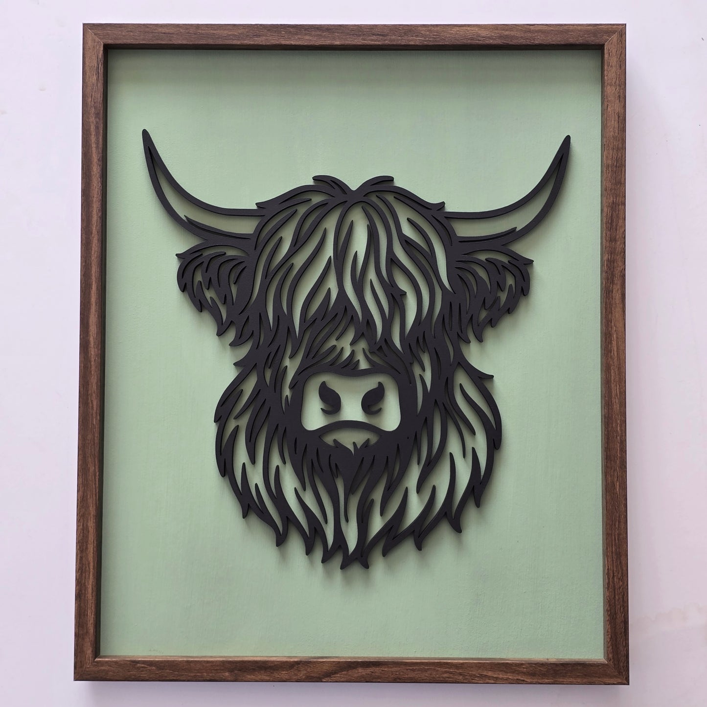 Geometric Highland Cow – Framed Line Art in 4 Colour Options