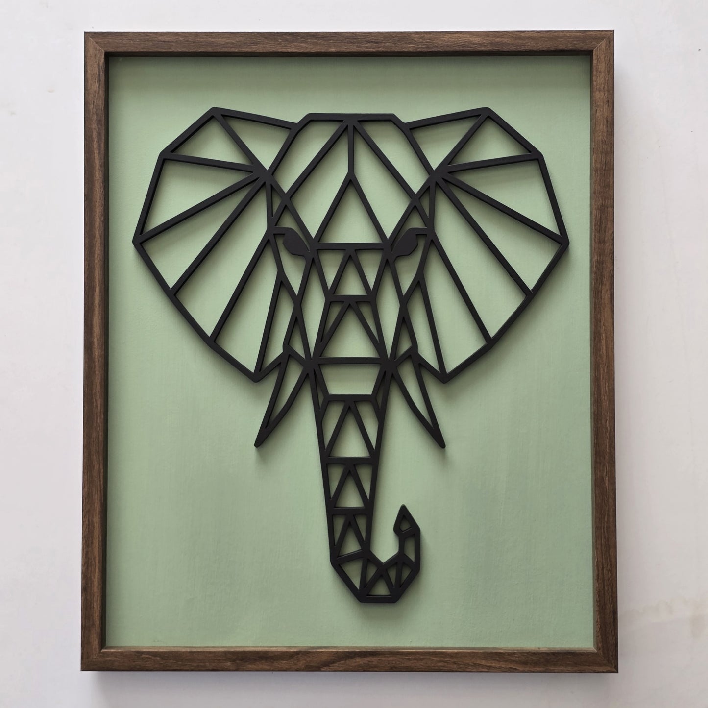 Geometric Elephant Head – Framed Line Art Wall Décor in 4 Colour Options