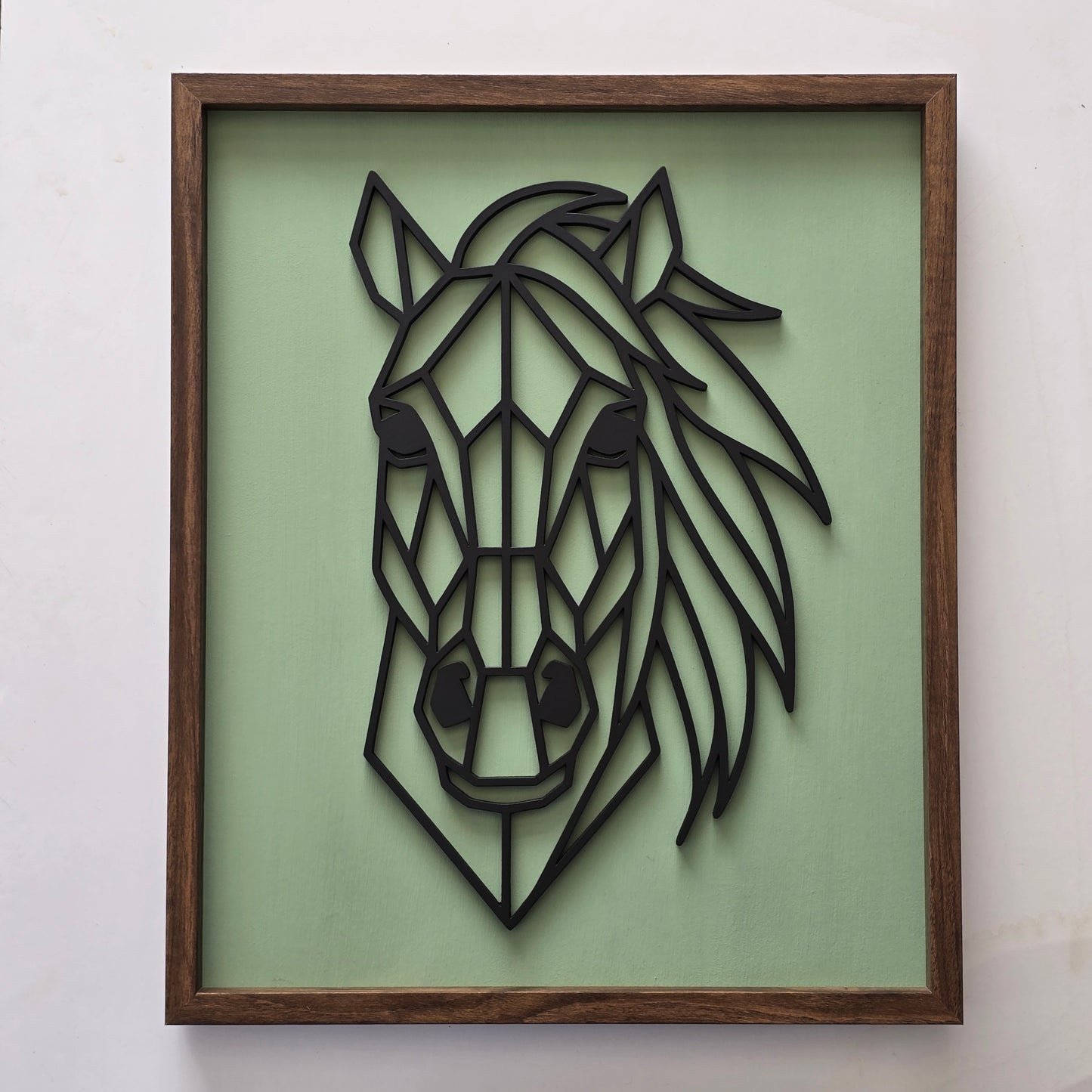 Geometric Horse Head – Framed 3D Line Art Wall Décor with 4 Colour Options