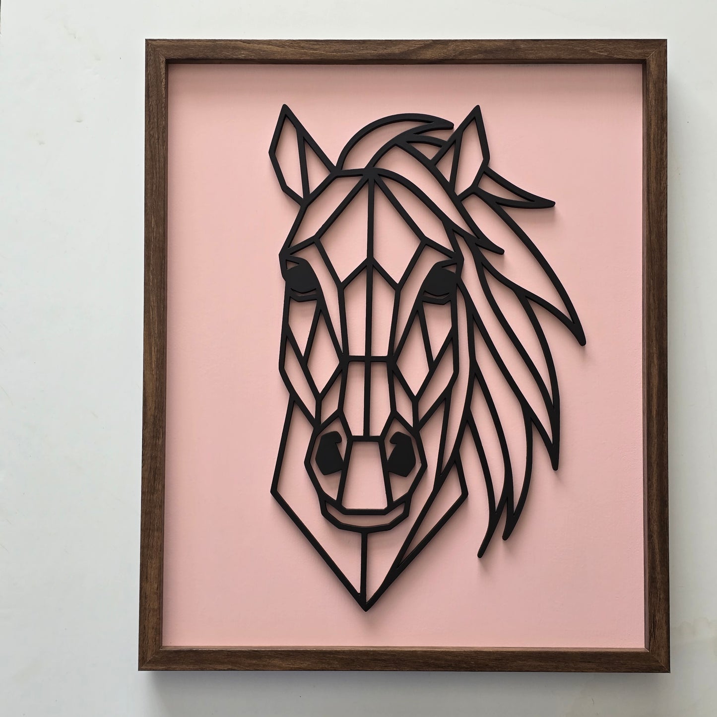 Geometric Horse Head – Framed 3D Line Art Wall Décor with 4 Colour Options