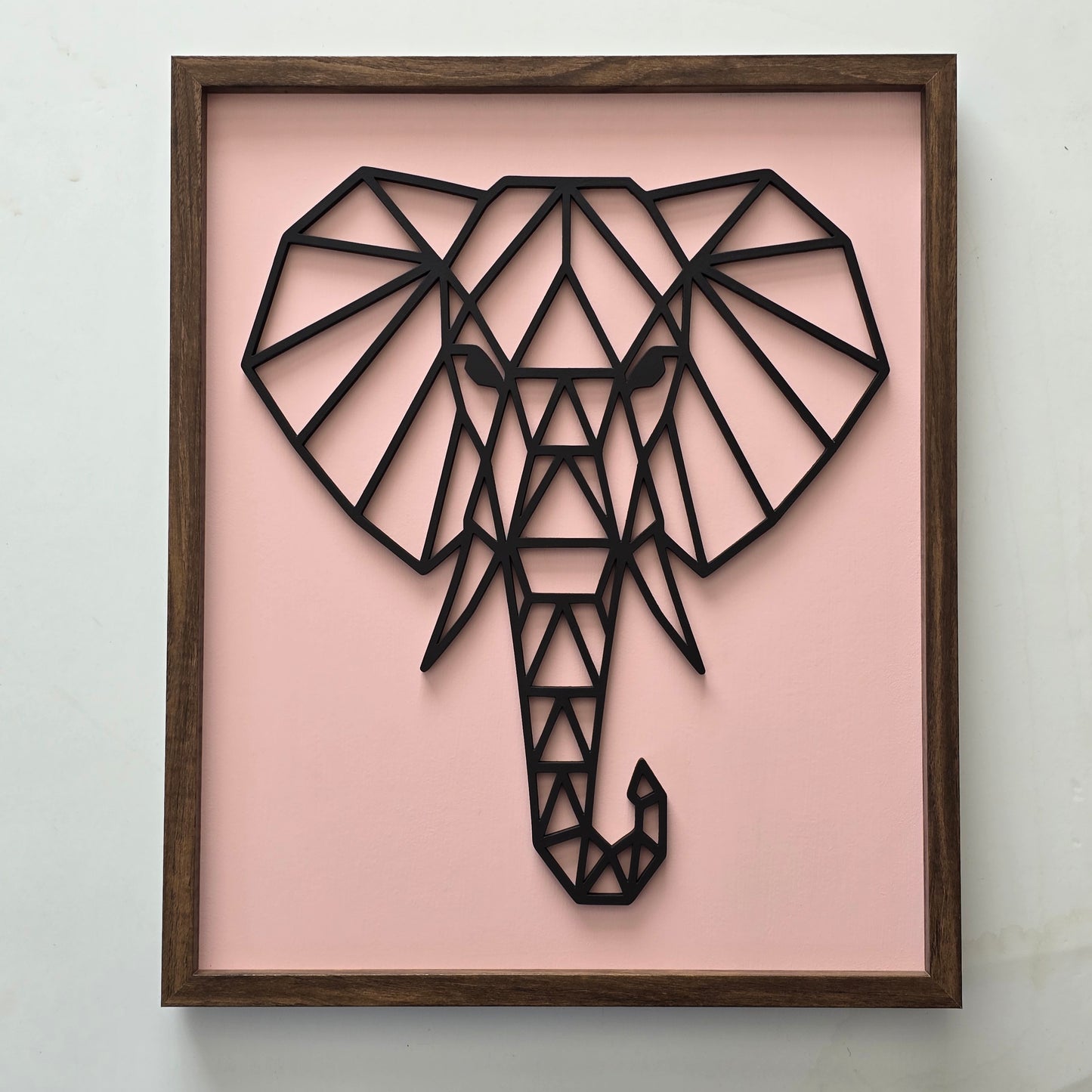 Geometric Elephant Head – Framed Line Art Wall Décor in 4 Colour Options