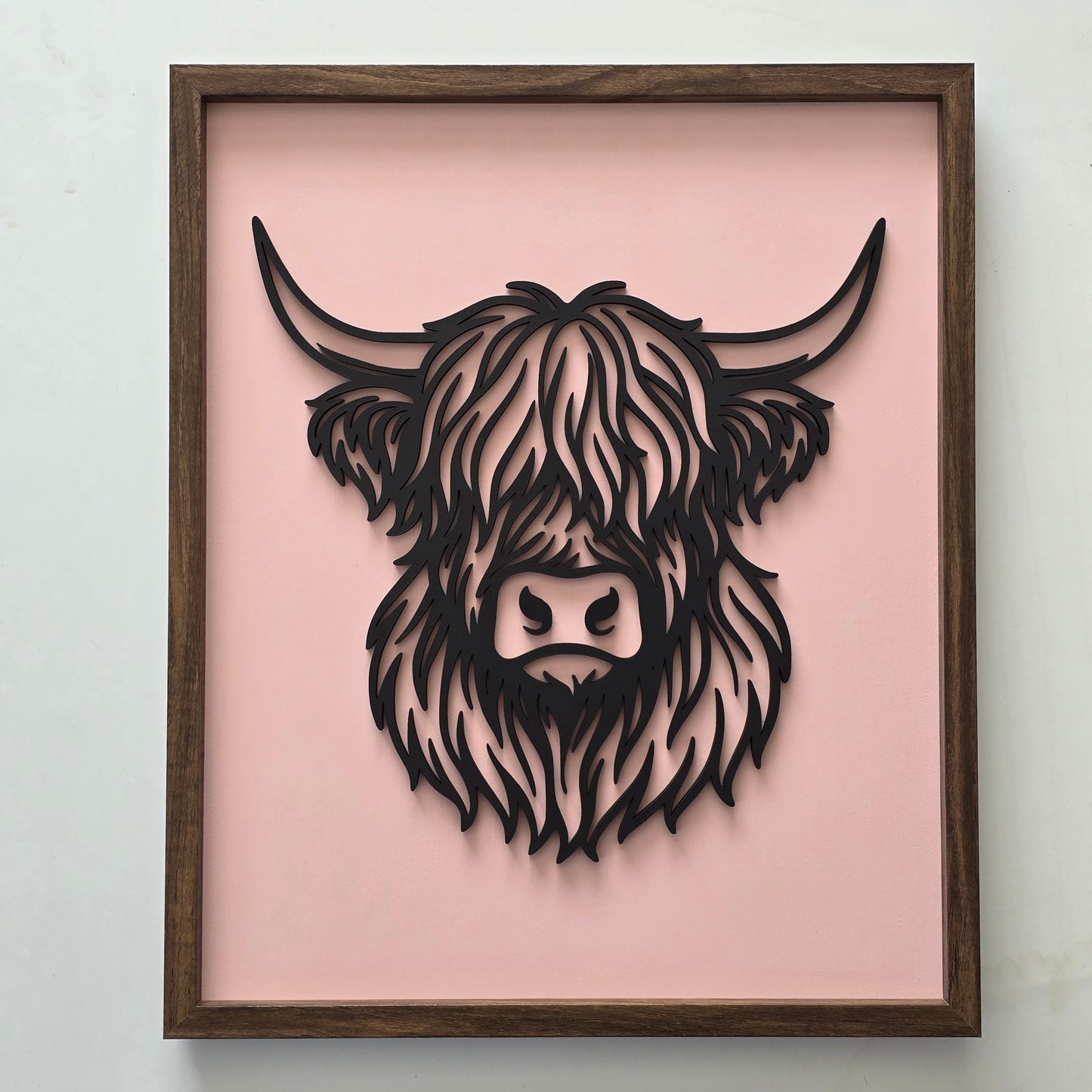 Geometric Highland Cow – Framed Line Art in 4 Colour Options