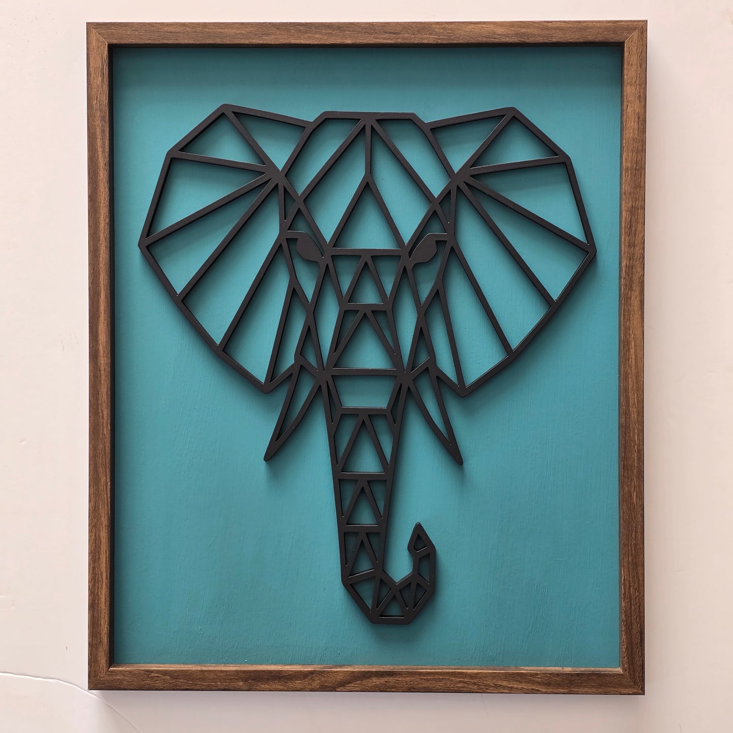 Geometric Elephant Head – Framed Line Art Wall Décor in 4 Colour Options