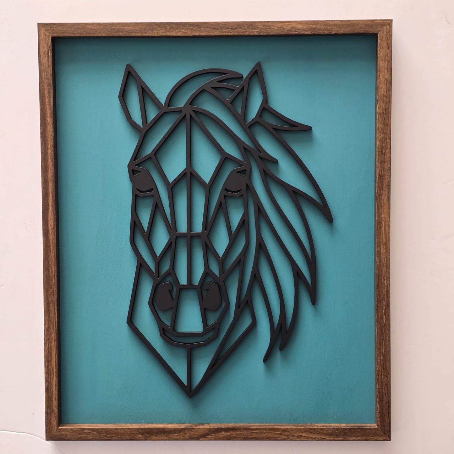 Geometric Horse Head – Framed 3D Line Art Wall Décor with 4 Colour Options