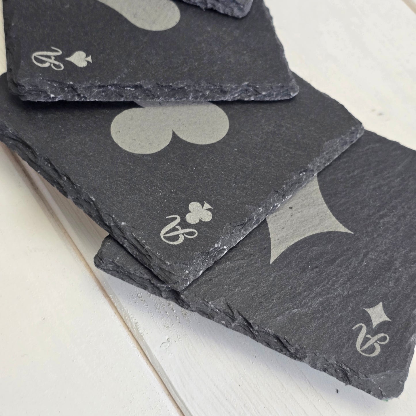 Playing Card All Aces Slate Coasters – Laser Engraved Playing Card Design Poker & Casino Gift