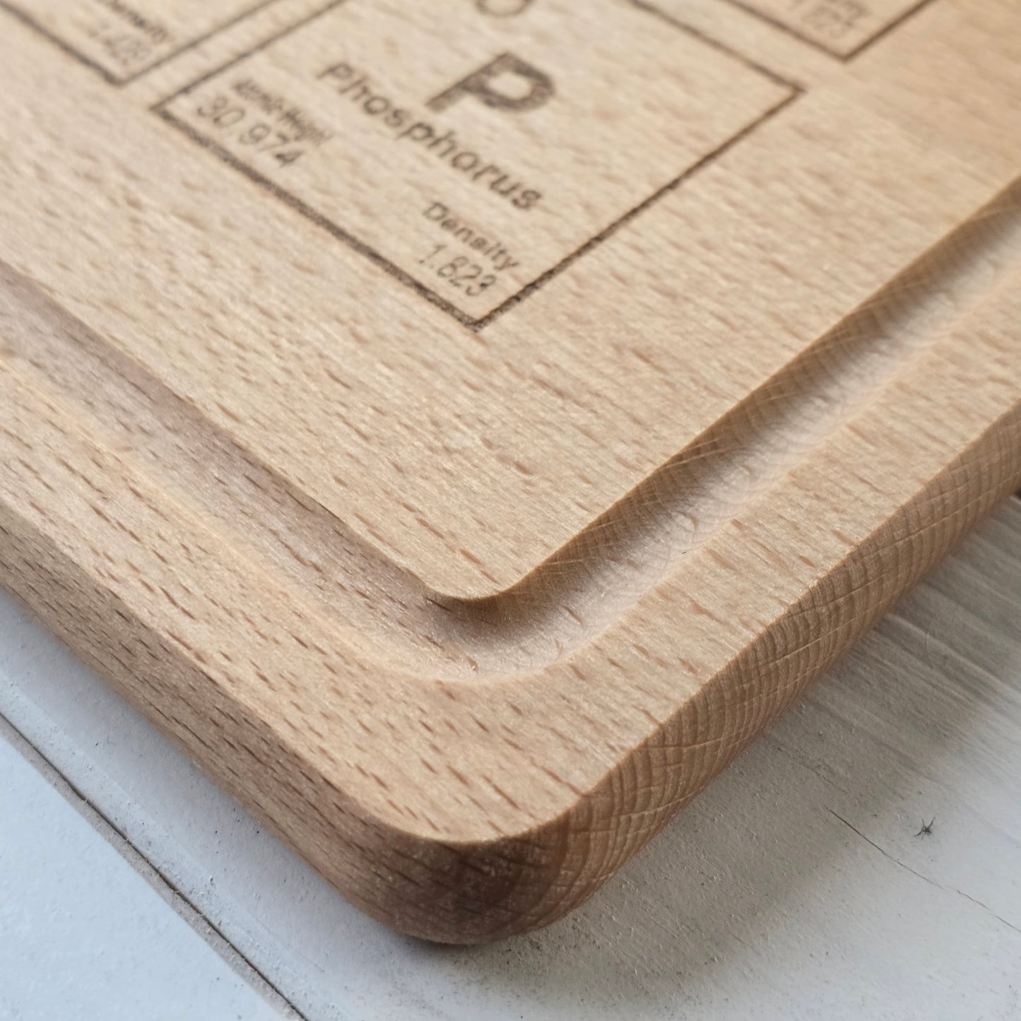 "CHOP CHOP" Periodic Beechwood Chopping Board – Laser Engraved & Mineral Oil Treated