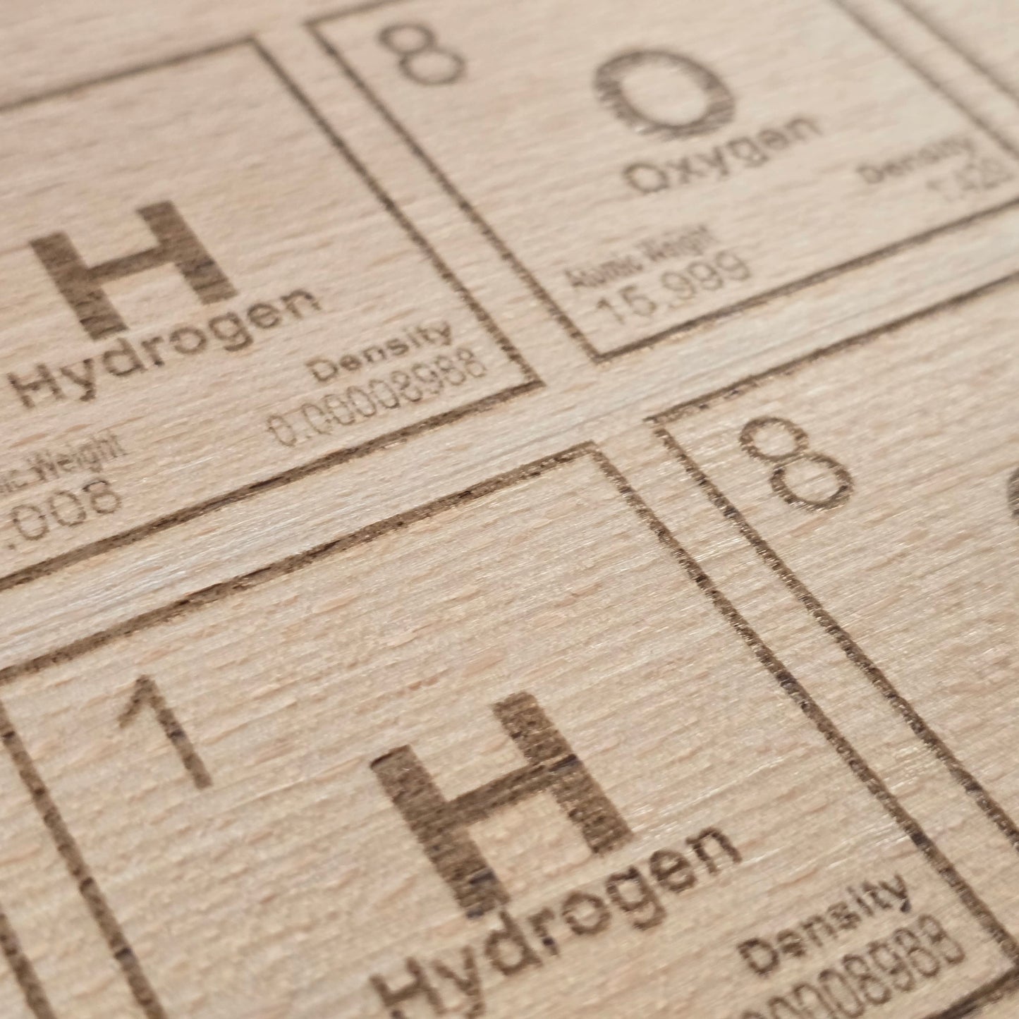 "CHOP CHOP" Periodic Beechwood Chopping Board – Laser Engraved & Mineral Oil Treated