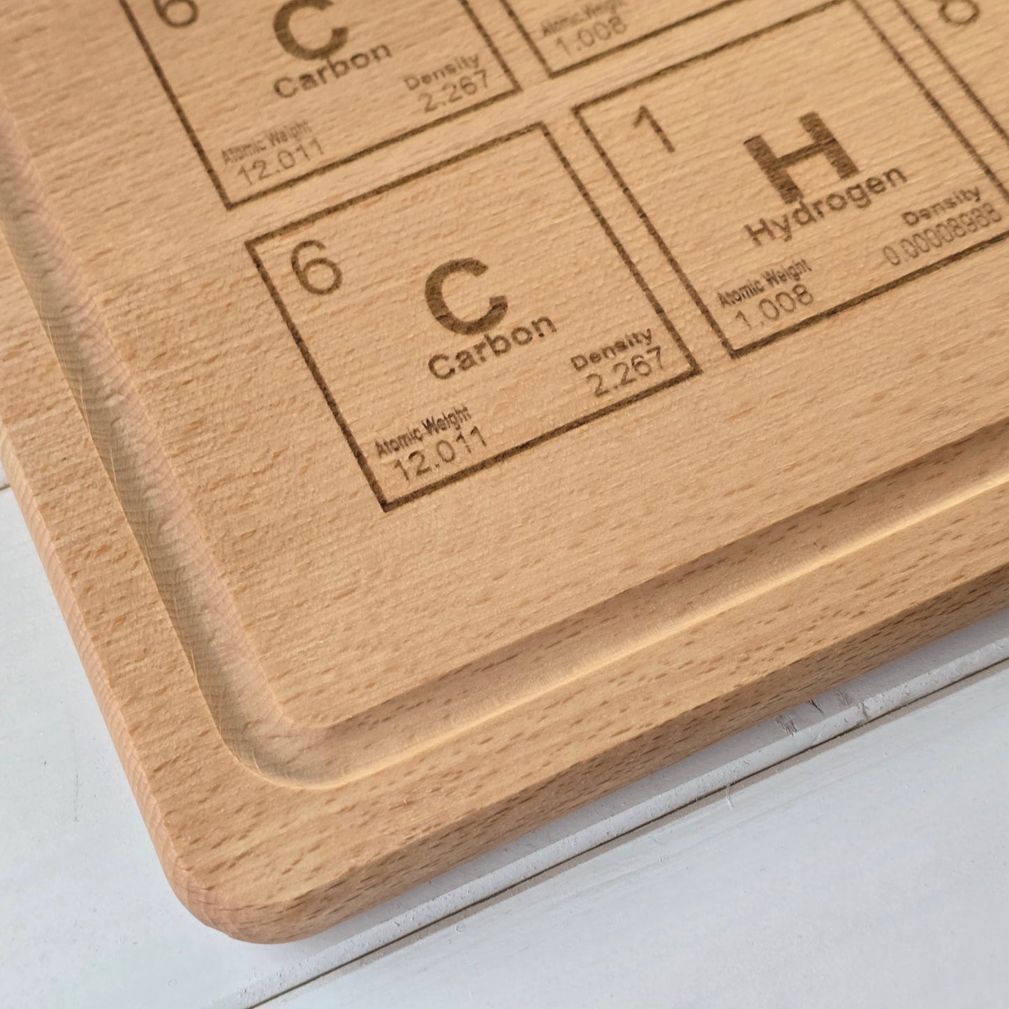 "CHOP CHOP" Periodic Beechwood Chopping Board – Laser Engraved & Mineral Oil Treated