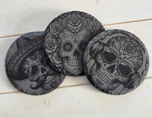 Square Slate Coasters – Intricate Mexican Skull Designs with Day of the Dead Flair (Copy)