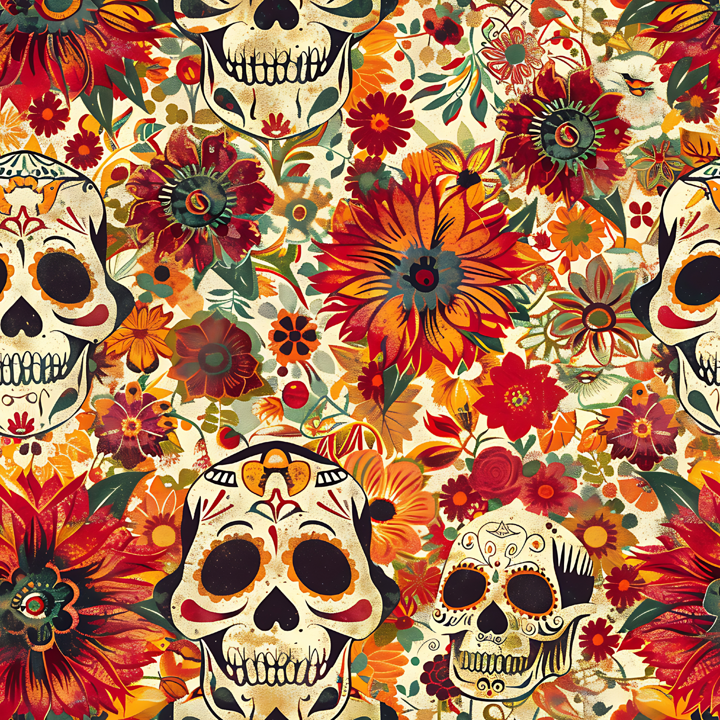 Día de los Muertos Pattern Coasters – Full-Print Colourful Sublimation Designs Mexican Festival Home Décor