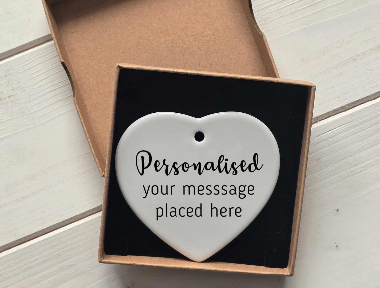 Personalised White Ceramic Heart - Keepsake, Birthday, Anniversary, Wedding, Christmas, Valentines, Thank You, Friendship Gift