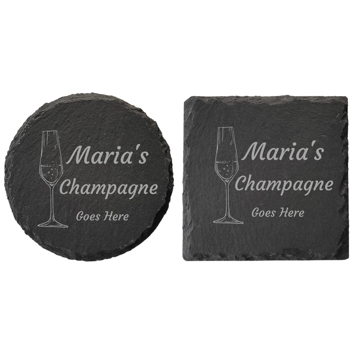 Personalised Slate Drinks Coaster – Custom Name & Drink Design, Laser Engraved