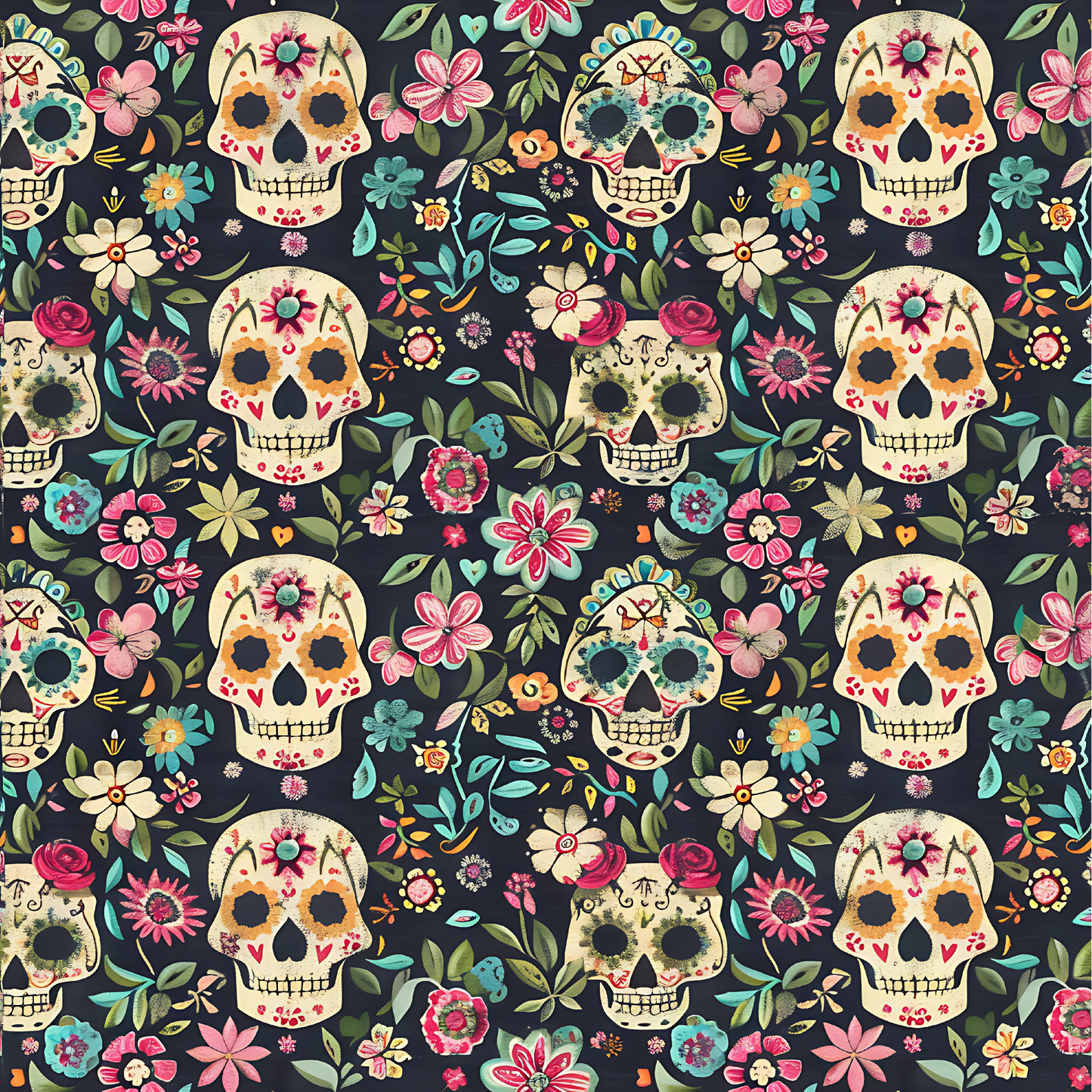 Día de los Muertos Pattern Coasters – Full-Print Colourful Sublimation Designs Mexican Festival Home Décor