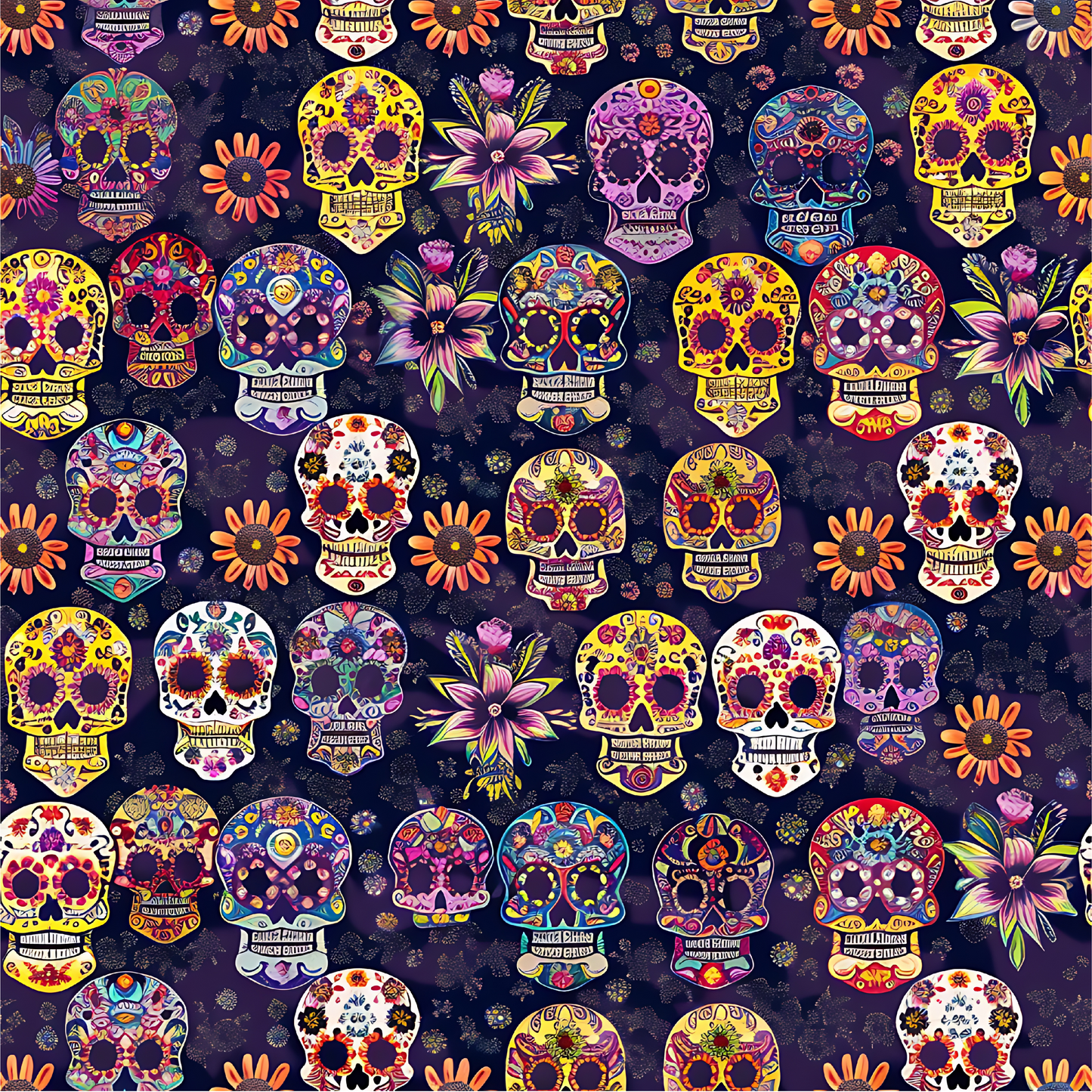 Día de los Muertos Pattern Coasters – Full-Print Colourful Sublimation Designs Mexican Festival Home Décor