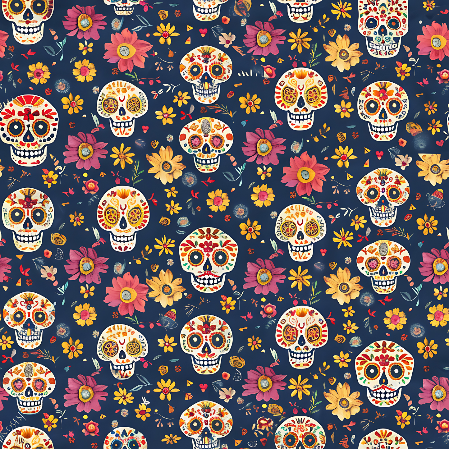 Día de los Muertos Pattern Coasters – Full-Print Colourful Sublimation Designs Mexican Festival Home Décor