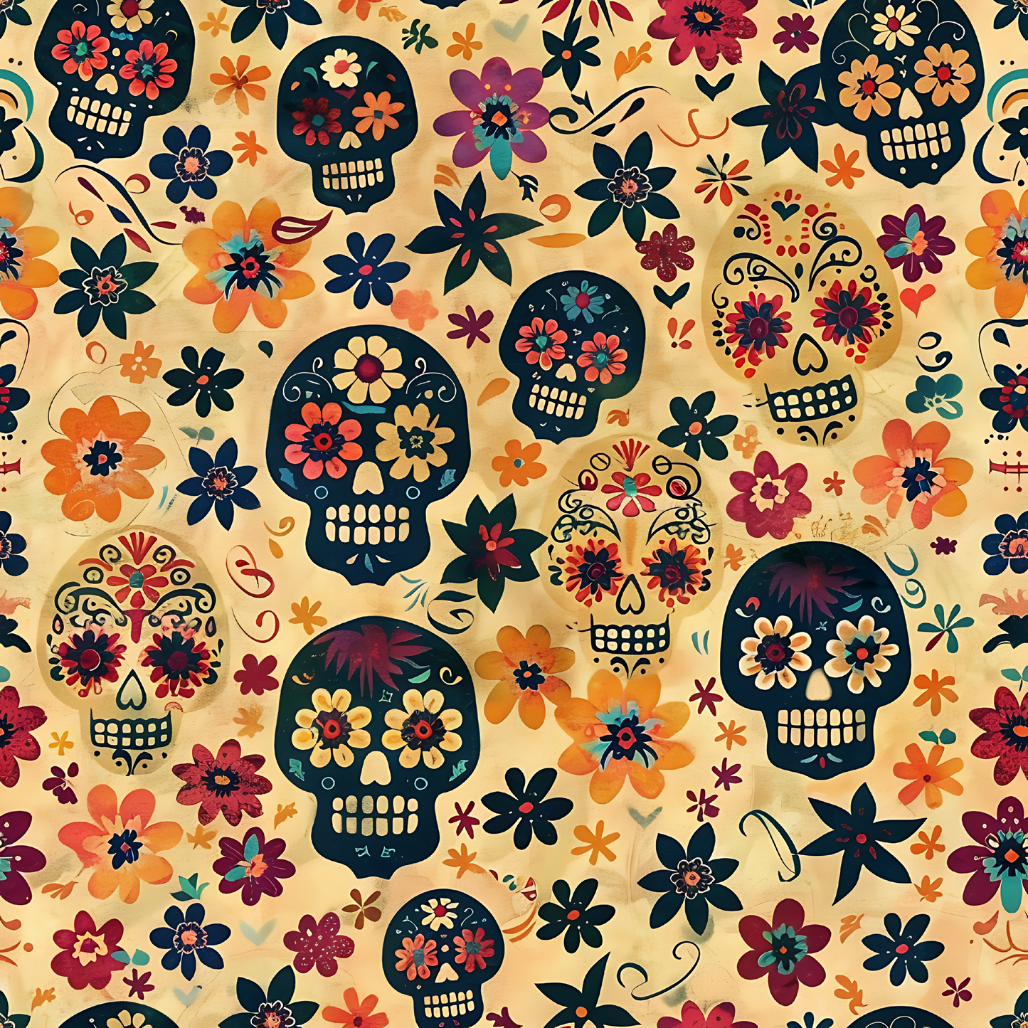 Día de los Muertos Pattern Coasters – Full-Print Colourful Sublimation Designs Mexican Festival Home Décor