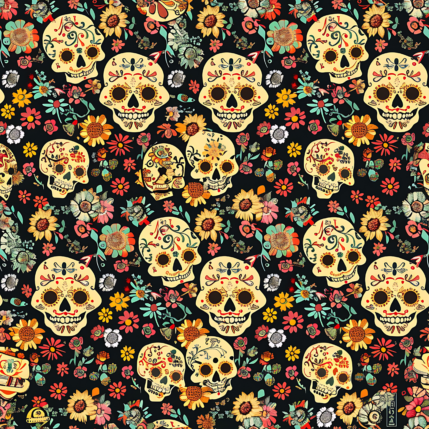 Día de los Muertos Pattern Coasters – Full-Print Colourful Sublimation Designs Mexican Festival Home Décor
