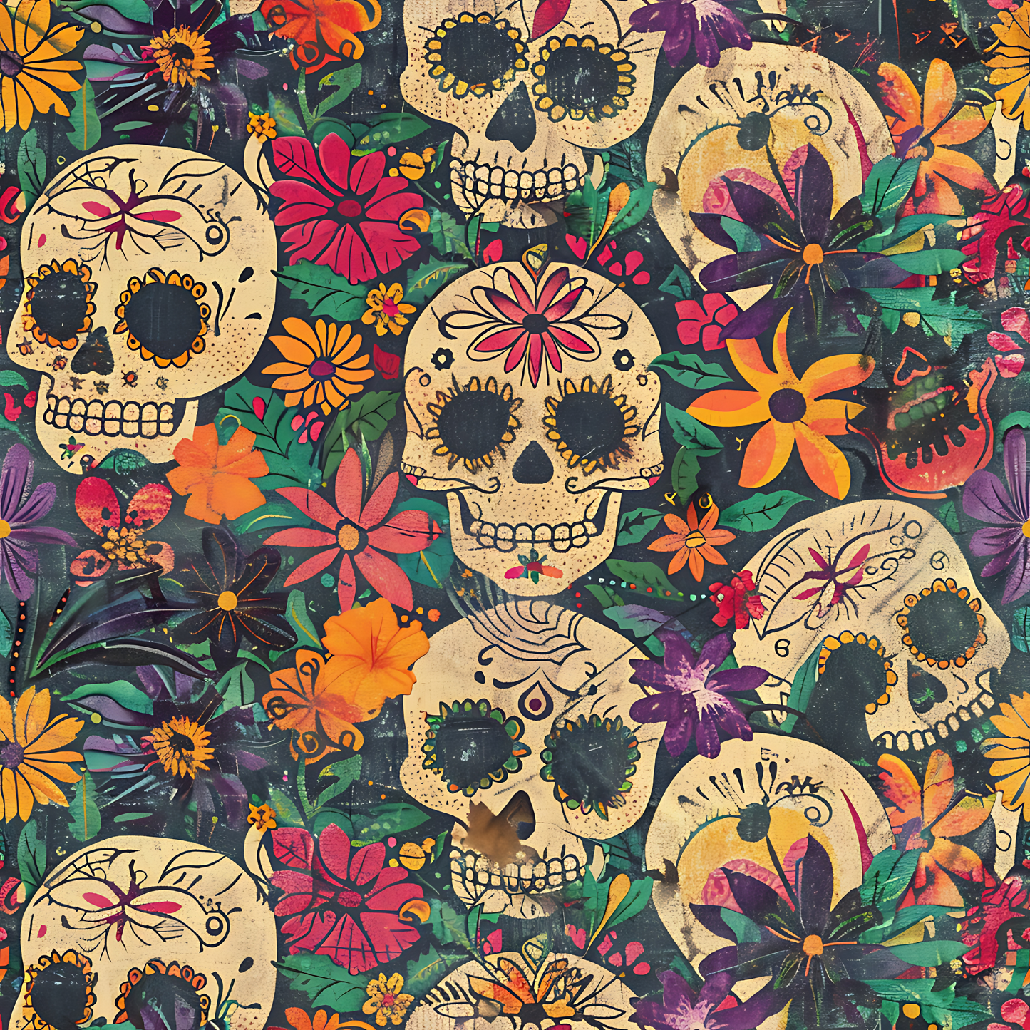 Día de los Muertos Pattern Coasters – Full-Print Colourful Sublimation Designs Mexican Festival Home Décor
