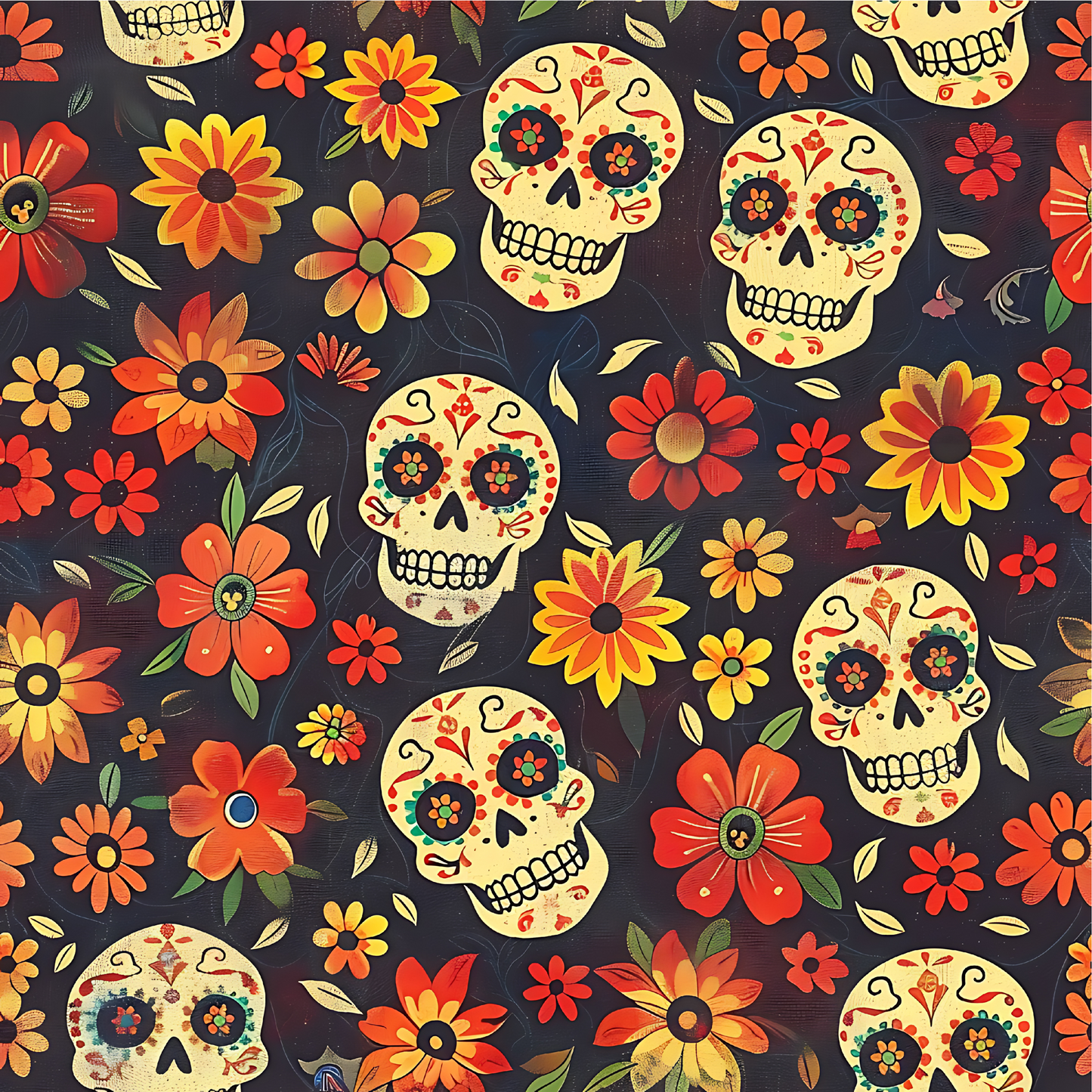 Día de los Muertos Pattern Coasters – Full-Print Colourful Sublimation Designs Mexican Festival Home Décor