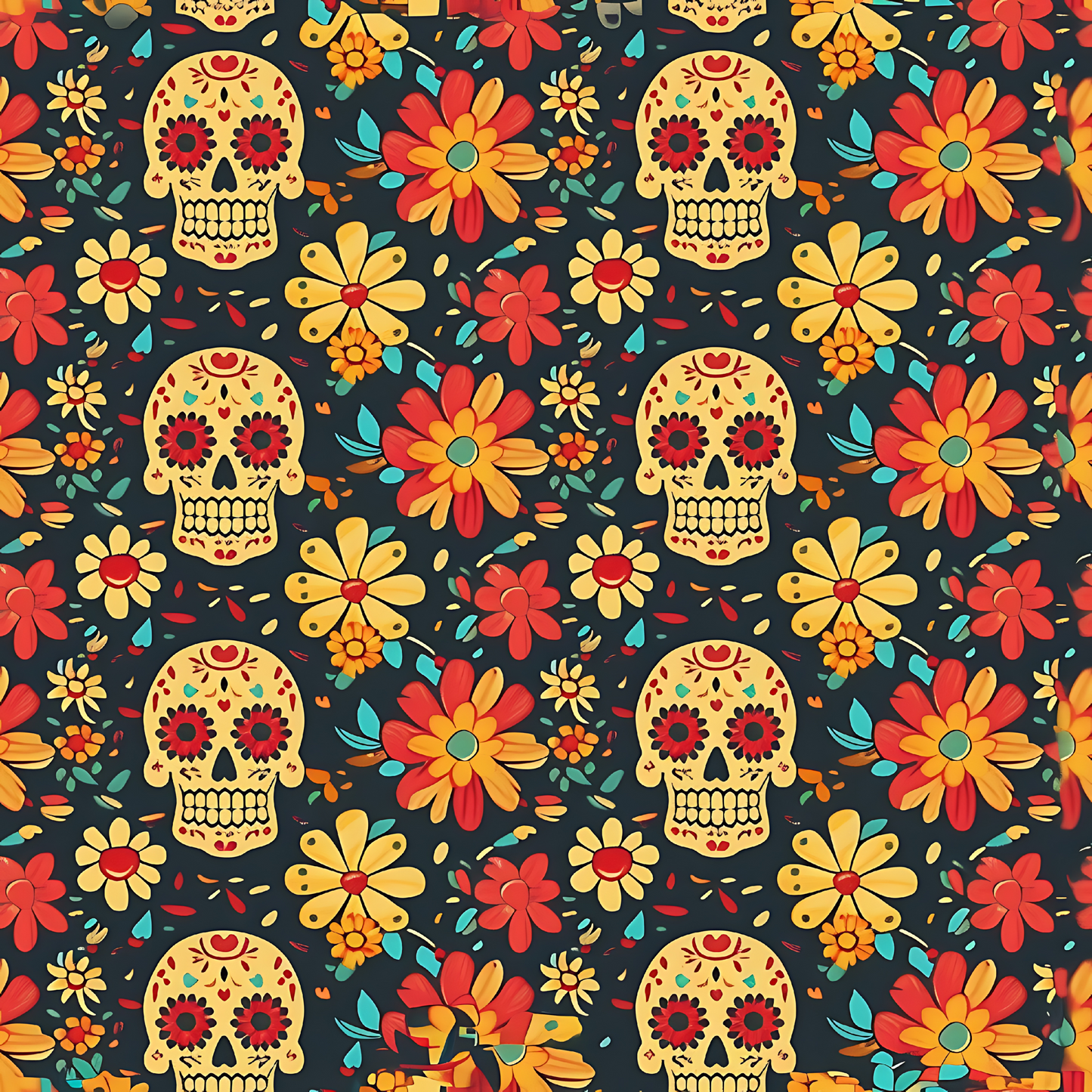 Día de los Muertos Pattern Coasters – Full-Print Colourful Sublimation Designs Mexican Festival Home Décor