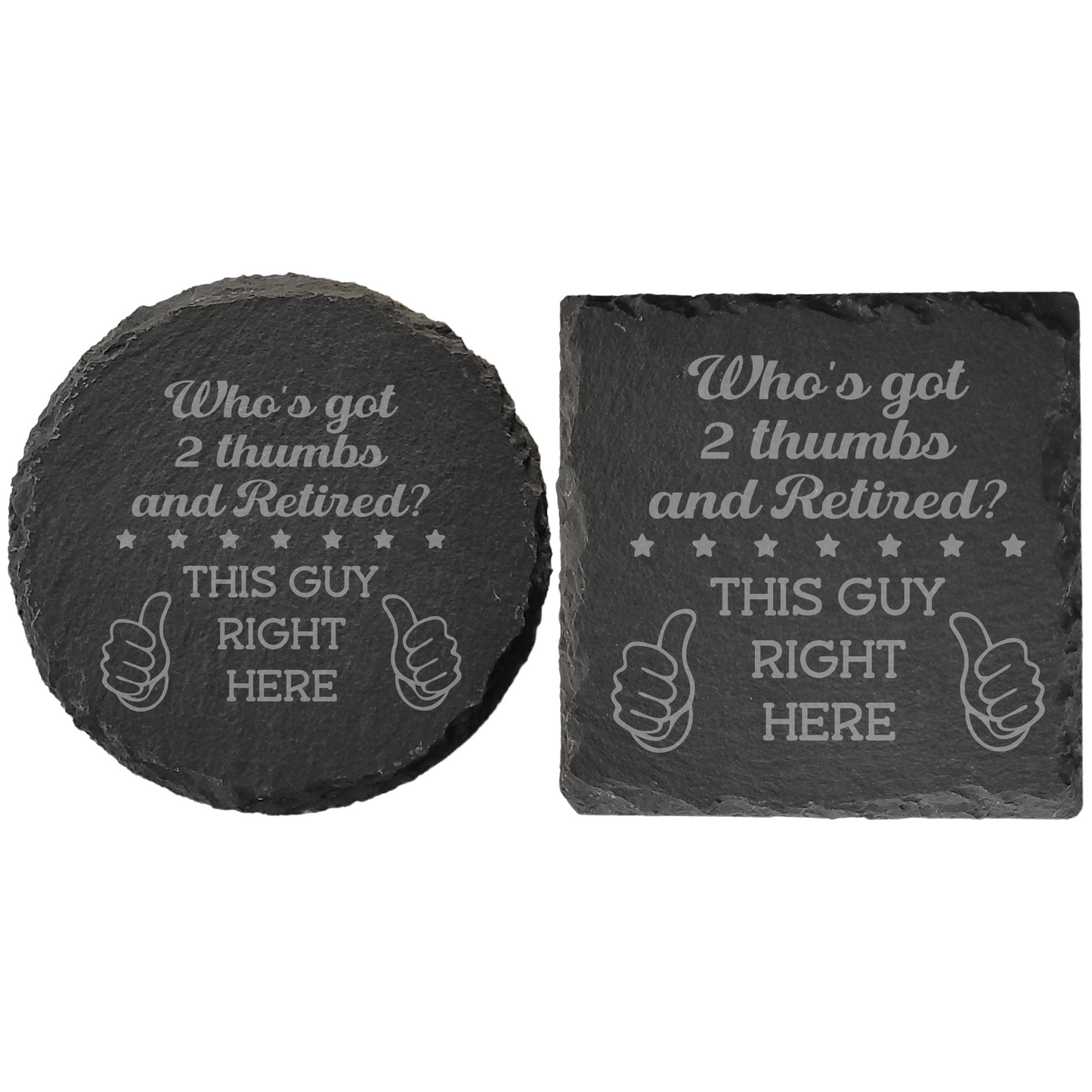Personalised Retirement Slate Coaster – Laser Engraved Gift for Retirees
