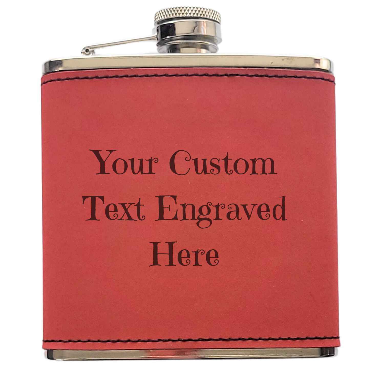 Custom Text Hip Flask – Personalised Laser Engraving, 4 Colours & 5 Font Choices, Gift Box Option
