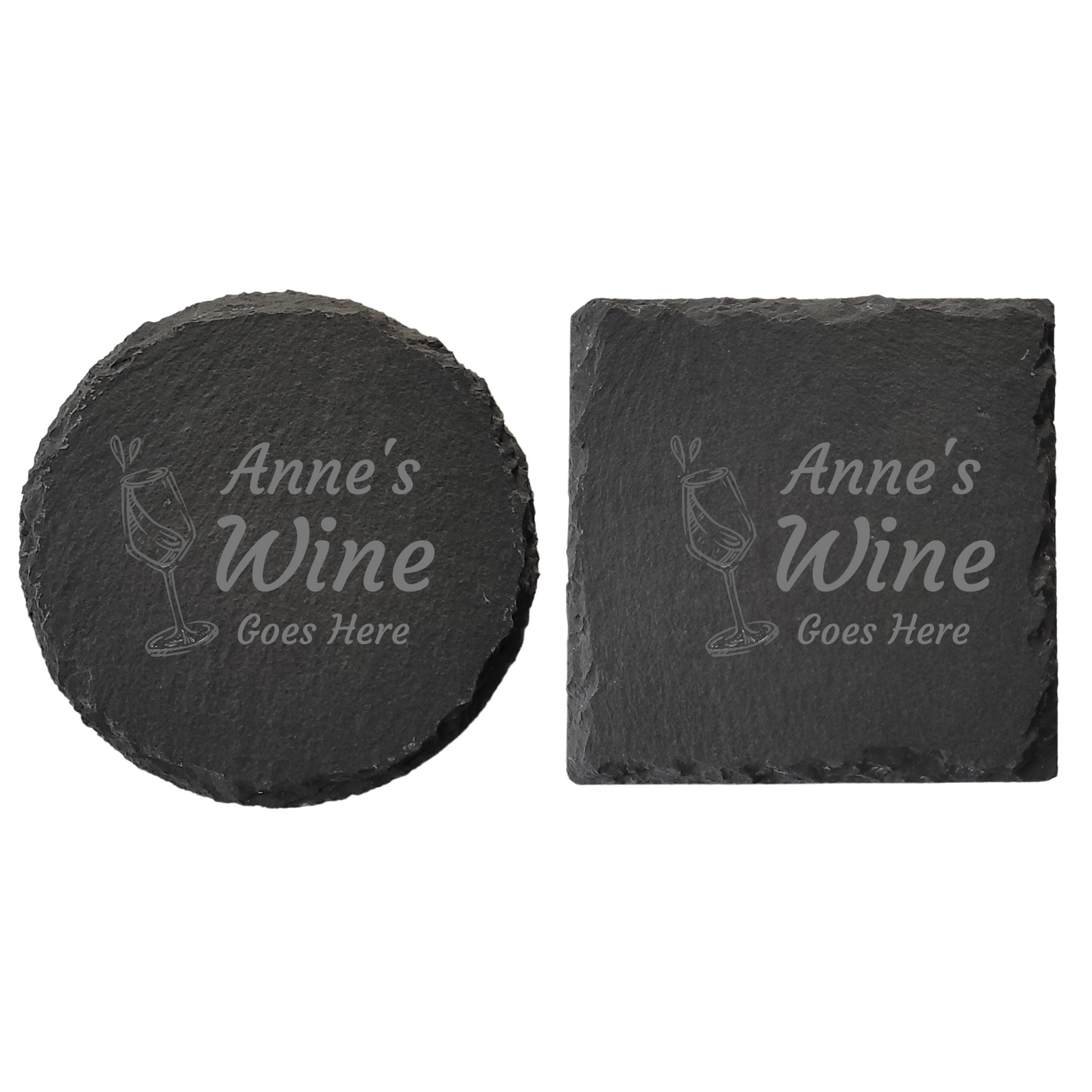 Personalised Slate Drinks Coaster – Custom Name & Drink Design, Laser Engraved