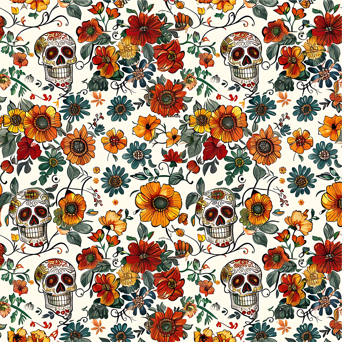 Día de los Muertos Pattern Coasters – Full-Print Colourful Sublimation Designs Mexican Festival Home Décor