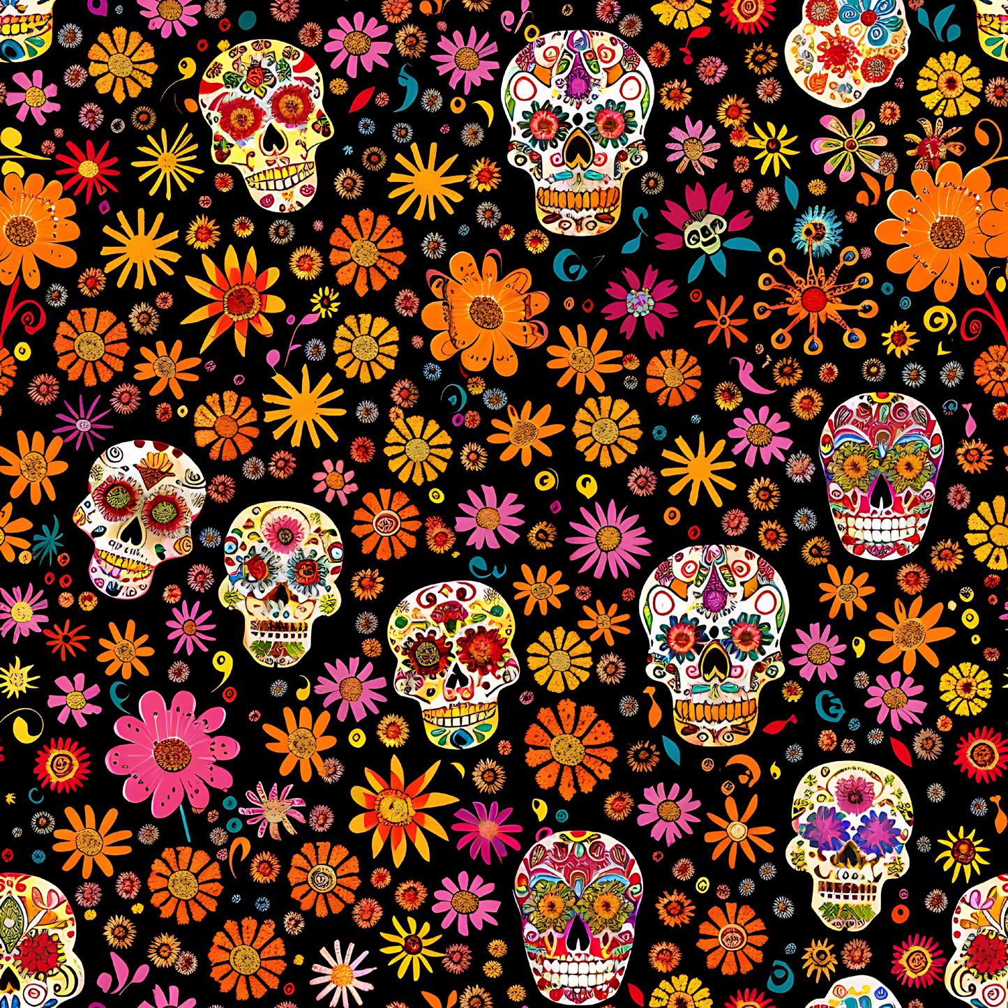 Día de los Muertos Pattern Coasters – Full-Print Colourful Sublimation Designs Mexican Festival Home Décor