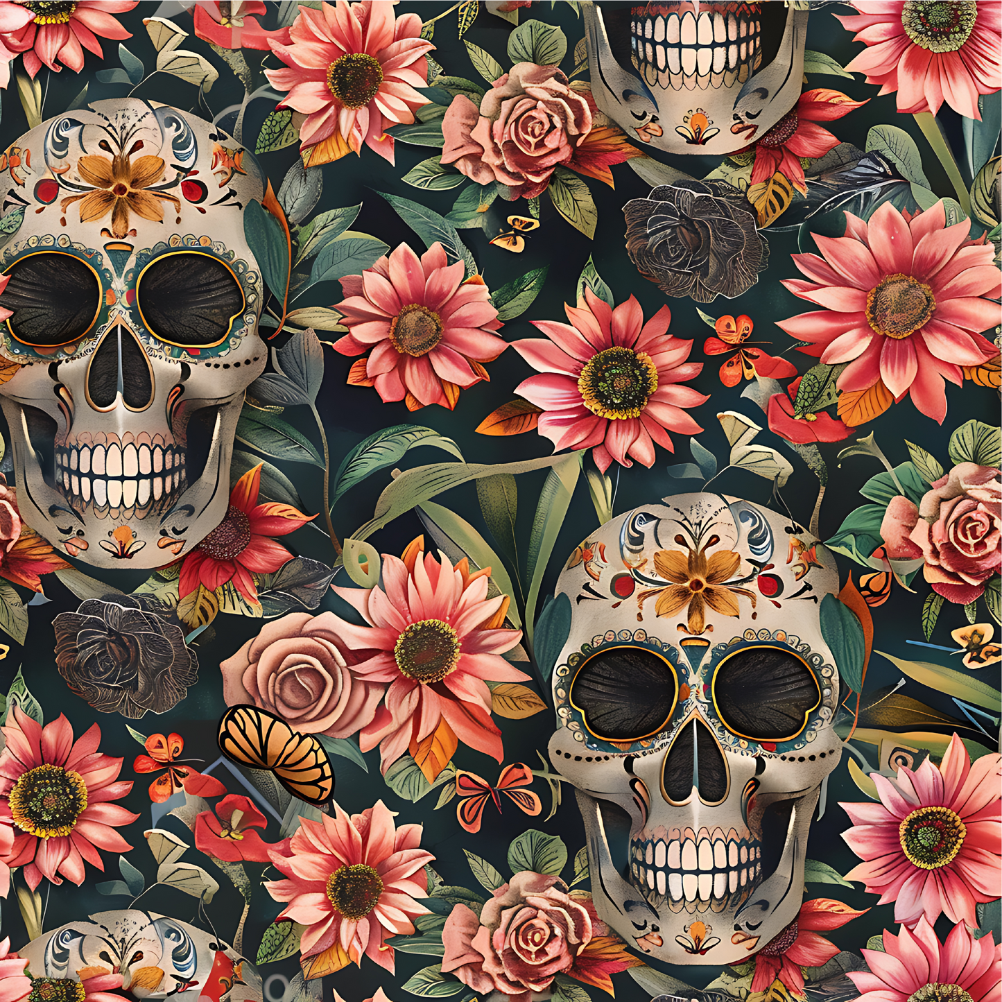 Día de los Muertos Pattern Coasters – Full-Print Colourful Sublimation Designs Mexican Festival Home Décor
