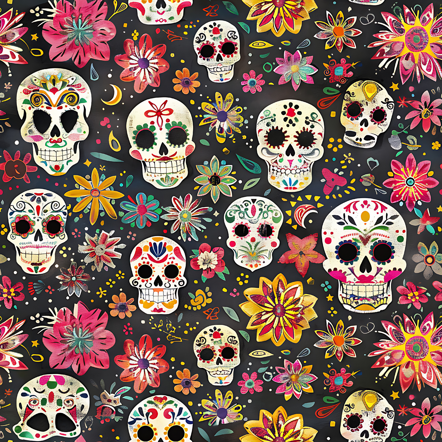 Día de los Muertos Pattern Coasters – Full-Print Colourful Sublimation Designs Mexican Festival Home Décor