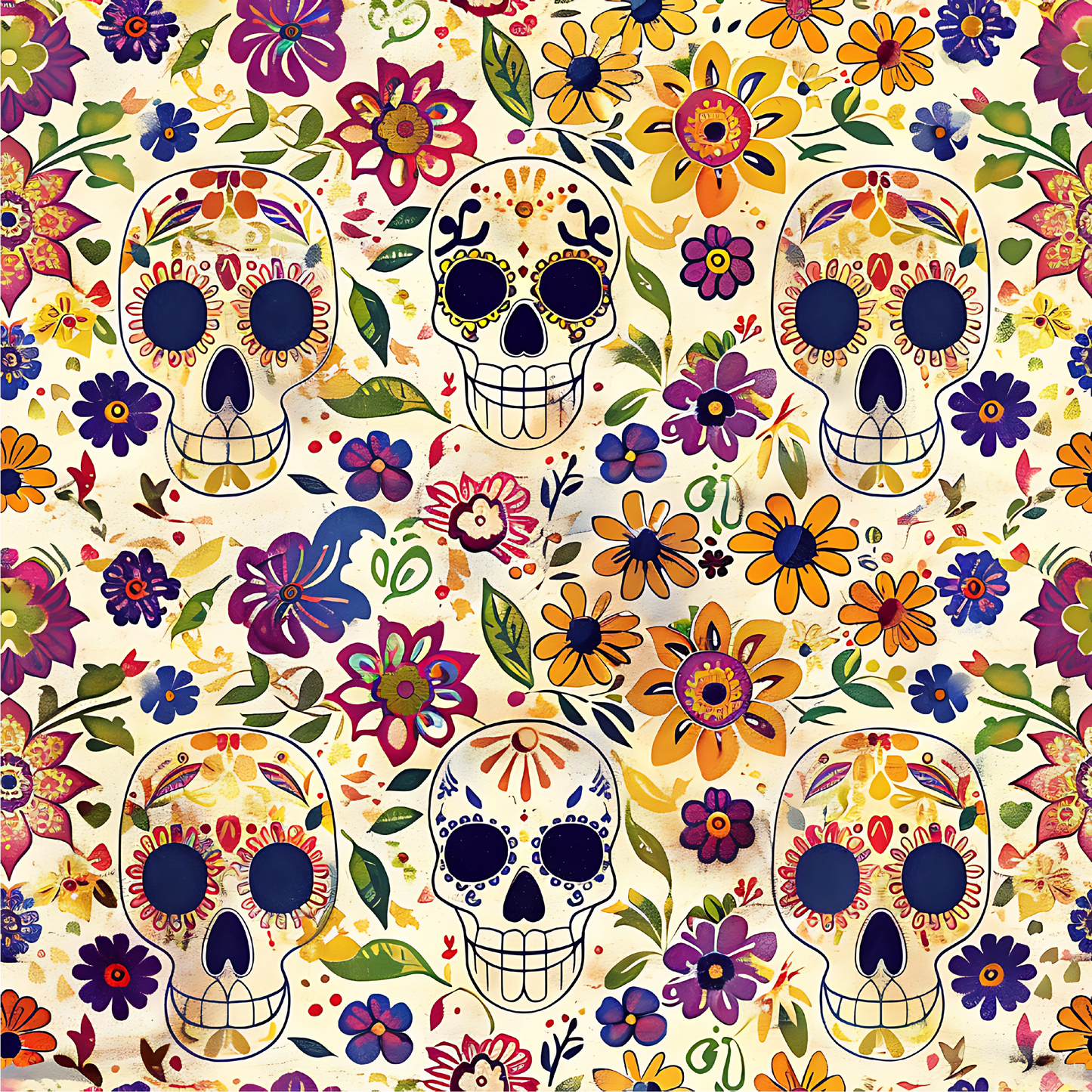Día de los Muertos Pattern Coasters – Full-Print Colourful Sublimation Designs Mexican Festival Home Décor