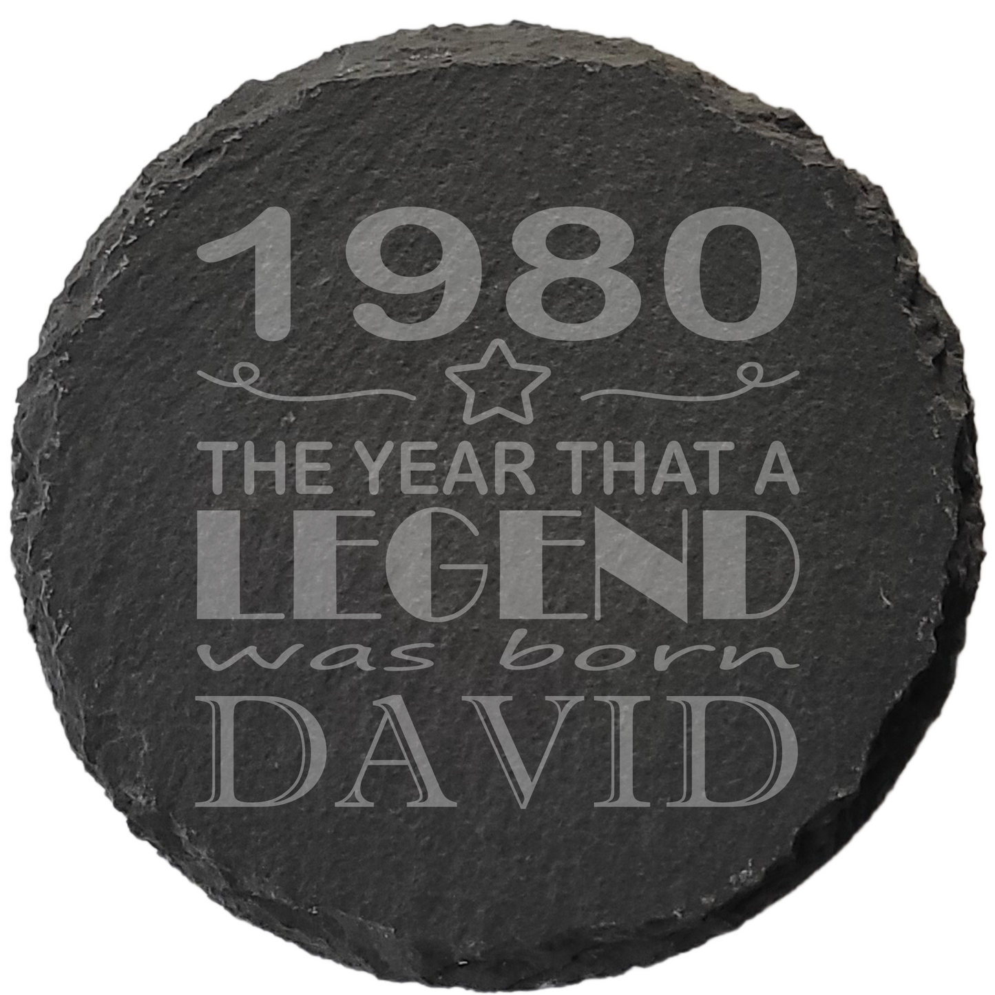 Personalised Slate Coaster – “The Year a Legend Was Born” Design with Custom Name & Birth Year
